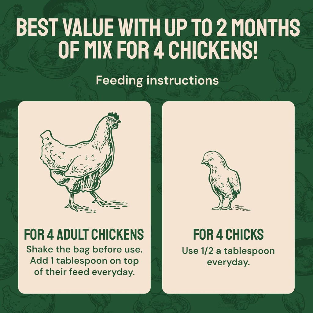 Hatortempt Chili Mix for Chickens - Intestinal Support Herbs for Chickens with Garlic, Oregano and Chili – Egg-Safe Poultry Herbs Mix (1lb)