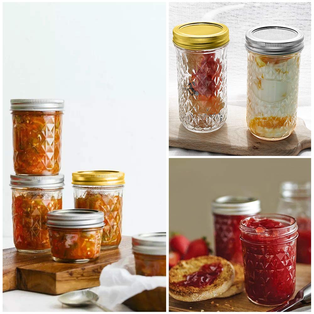 SPANLA Mason Jars 8 oz, 24 Pack Canning Jars 8 oz Half Pint Glass jars with Regular Lids and Bands, Small Mason Jars with Lids Ideal for Jelly Jam Honey Wedding Favors Shower Favors Food