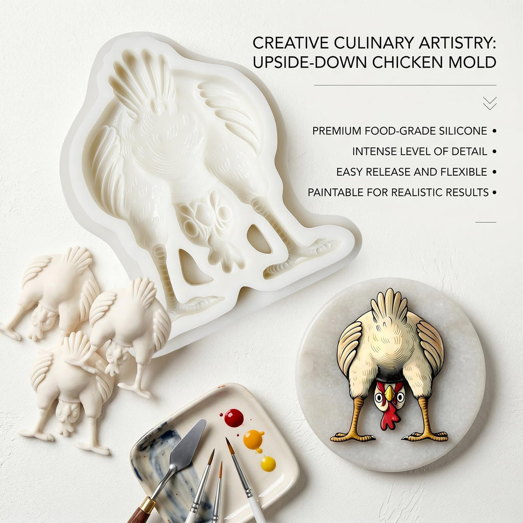 1 Pc Funny Chicken Butt Fondant Mold 3D Bending Chicken Candy Silicone Mold for Cake Decorating, Chocolate, Cupcake Toppers, Resin, Soap, Epoxy, Clay, Plaster, Farm Animal DIY Crafts