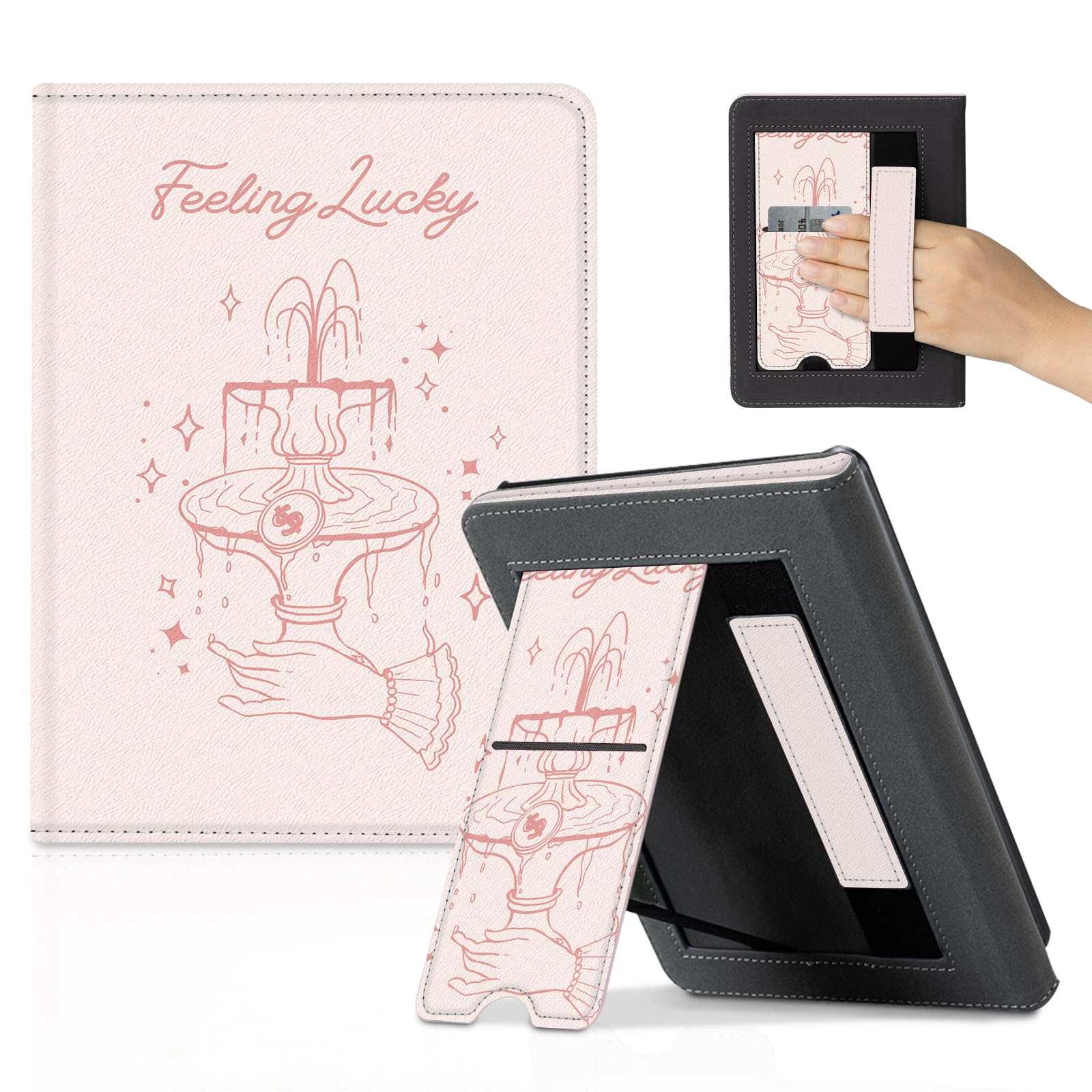 CoBak Case with Stand for Kindle Paperwhite 12th Gen 2024 Released (7") & Kindle Colorsoft Signature Edition - Durable PU Leather Cover with Auto Sleep Wake, Card Slot, Hand Strap Feature, Sage Green