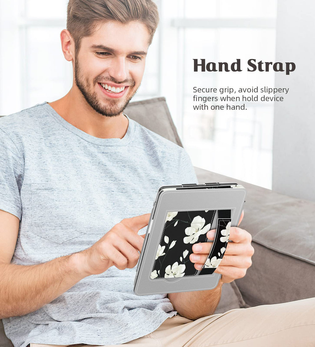 MoKo Case for 7"/6.8" Kindle Paperwhite(12th/11th Generation-2024/2021) and Kindle Colorsoft Signature Edition, Slim PU Shell Cover Case with Auto-Wake/Sleep for Kindle Paperwhite 2024, Flowers