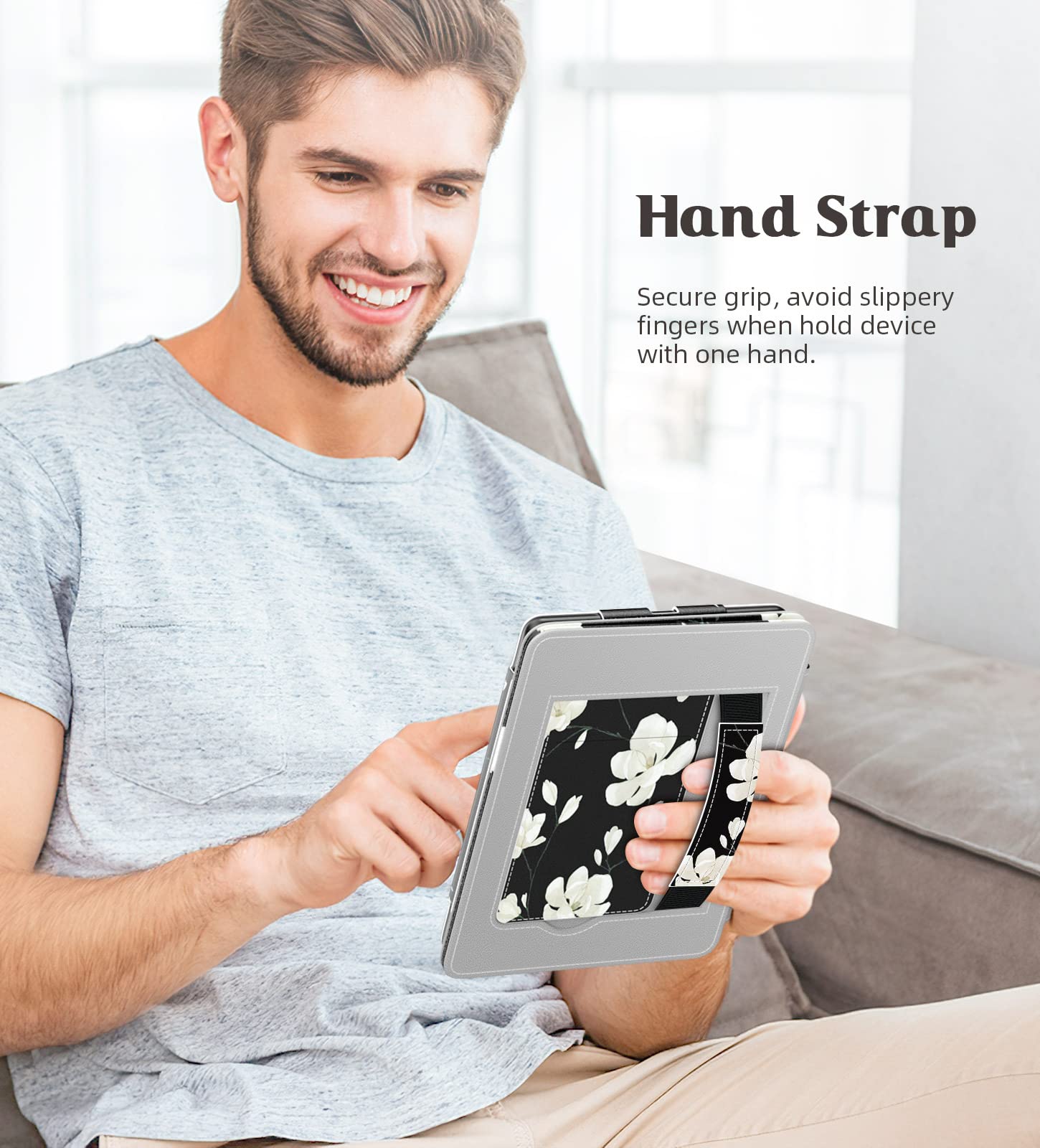 MoKo Case for 7"/6.8" Kindle Paperwhite(12th/11th Generation-2024/2021) and Kindle Colorsoft Signature Edition, Slim PU Shell Cover Case with Auto-Wake/Sleep for Kindle Paperwhite 2024, Flowers