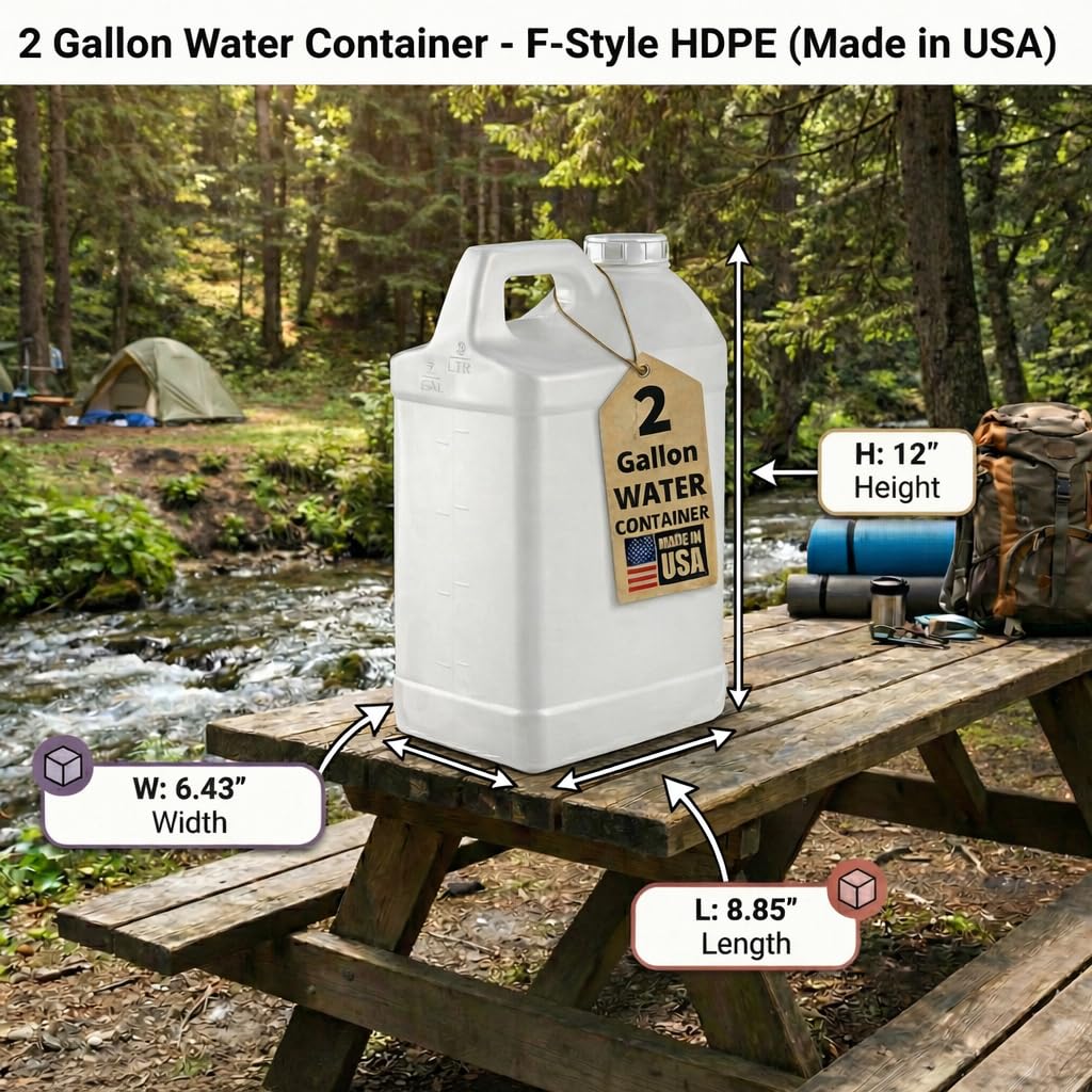 kitchentoolz 2.5 Gallon Water Jug – Water Container Heavy-Duty HDPE Carboy for Automotive Used Oil Container & Liquid Storage – 10 Liter Water Jugs with Secure Lid – Made in USA