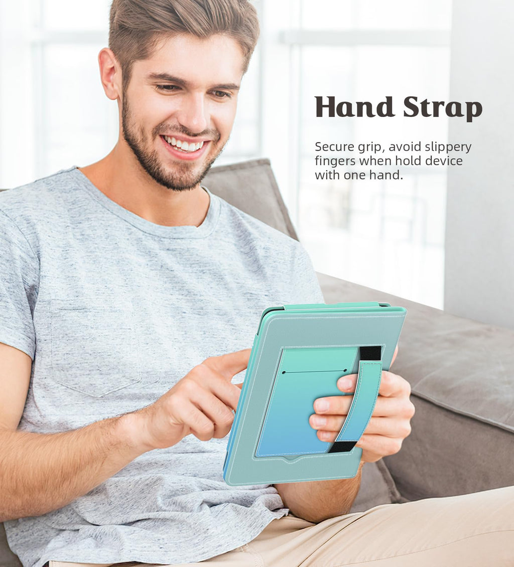 MoKo Case for 7"/6.8" Kindle Paperwhite(12th/11th Generation-2024/2021) and Kindle Colorsoft Signature Edition, Slim PU Shell Cover Case with Auto-Wake/Sleep for Kindle Paperwhite 2024, Flowers