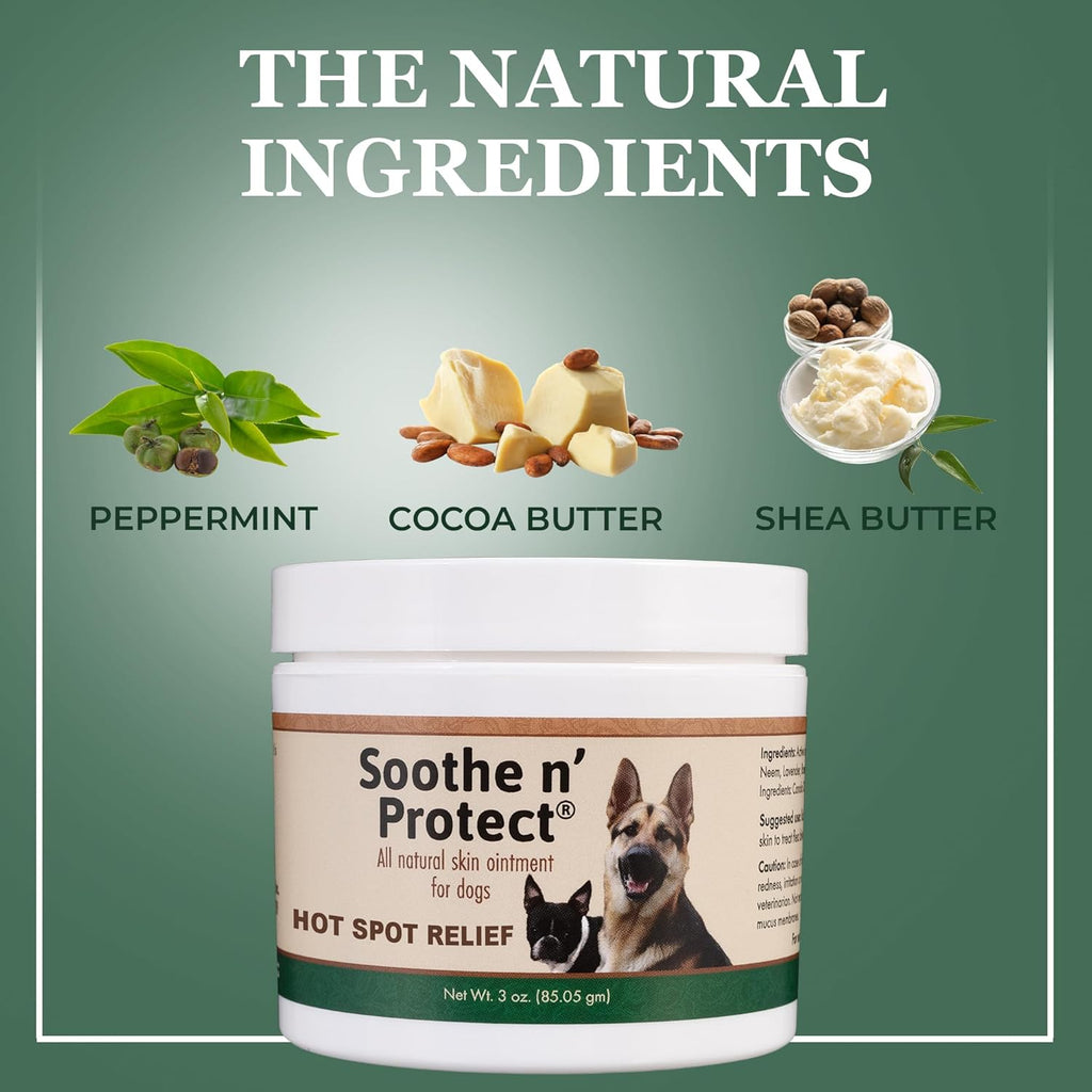Soothe N’ Protect Dog Ointment, Hot Spot Treatment for Dogs, Healing Moisturizer for Skin Irritation, Itching, Hot Spots, Bites, Skin Salve for Dog Wound Care, 3oz