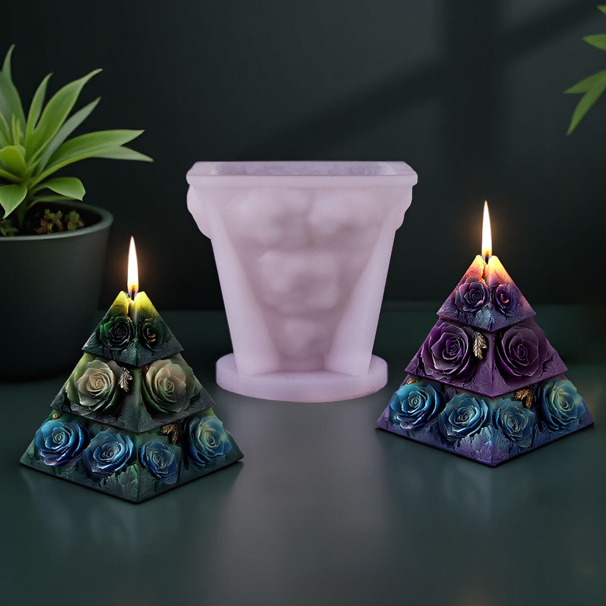 Flower Succulent Tulip Rose Cylinder Molds Silicone Wave Spiral Candle Mold - Silicone Resin Casting Molds for Candle & Resin & Soap Craft Supplies