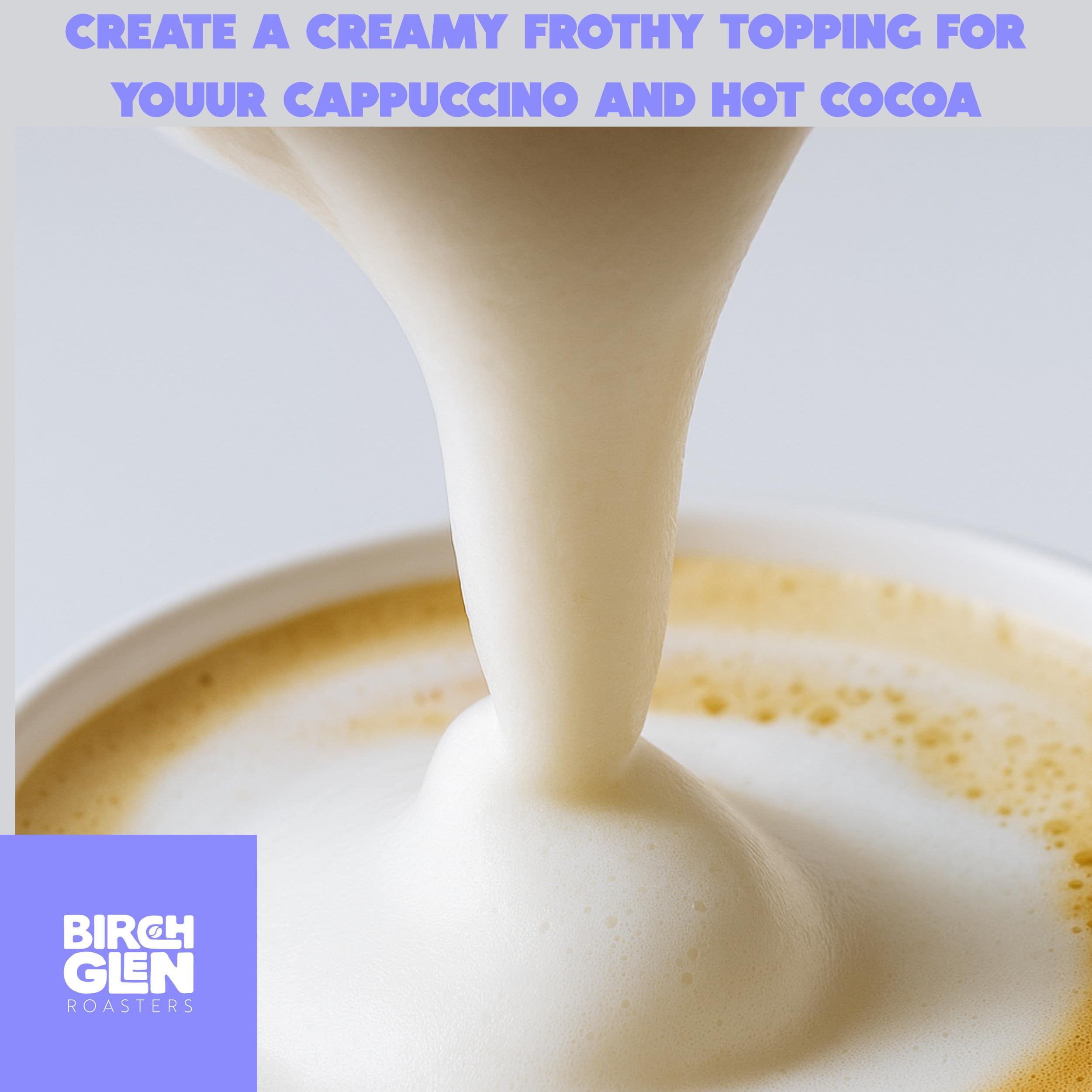 Birch Glen Roasters Soluble Milk Froth Mix Bulk Case – 6 Bags of 2lb Each – Smooth Milk Powder for Creamy Cappuccino Topping, Coffee, Lattes, and Hot Beverages