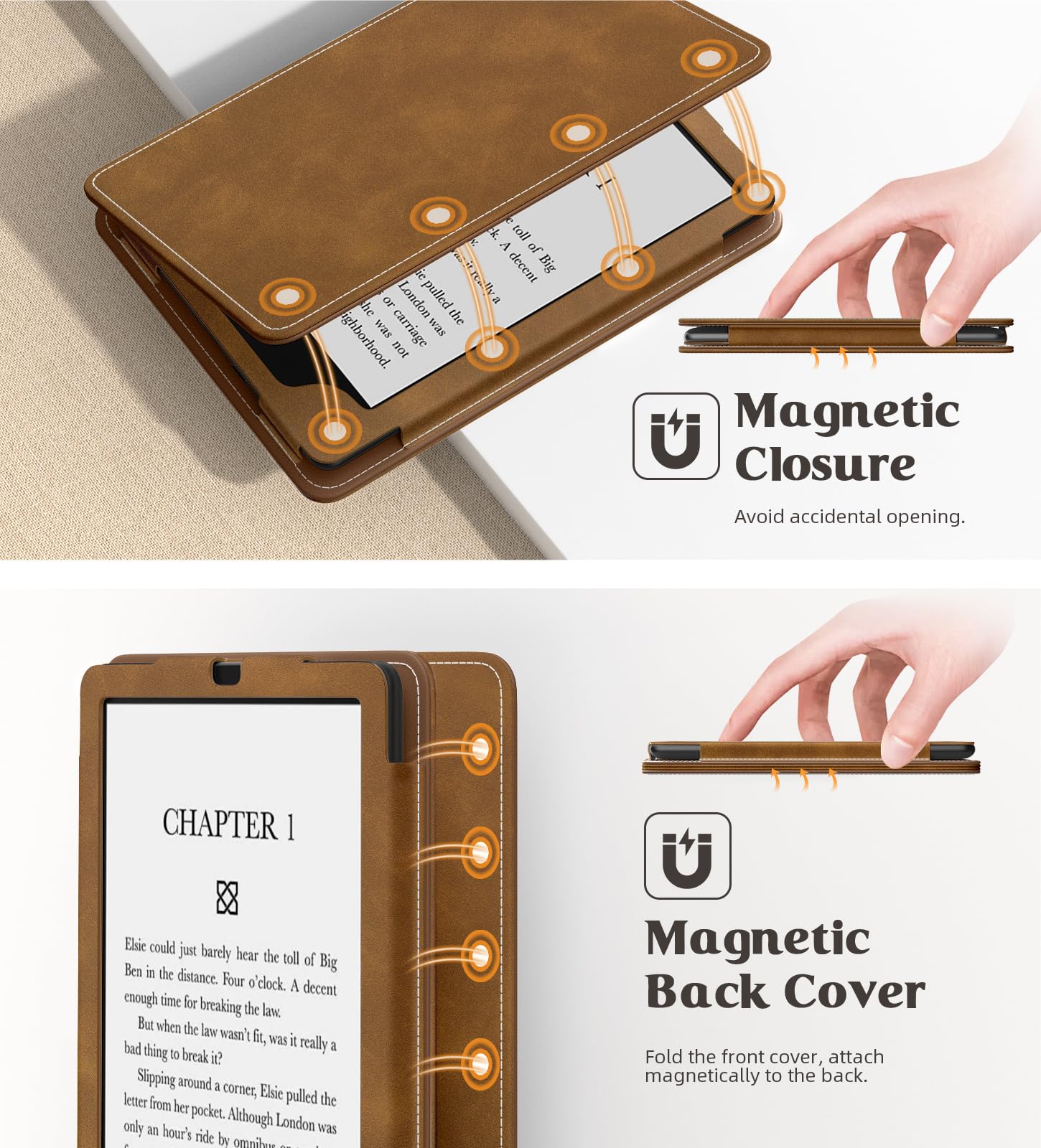 MoKo Case for 7"/6.8" Kindle Paperwhite(12th/11th Generation-2024/2021) and Kindle Colorsoft Signature Edition, Slim PU Shell Cover Case with Auto-Wake/Sleep for Kindle Paperwhite 2024, Flowers