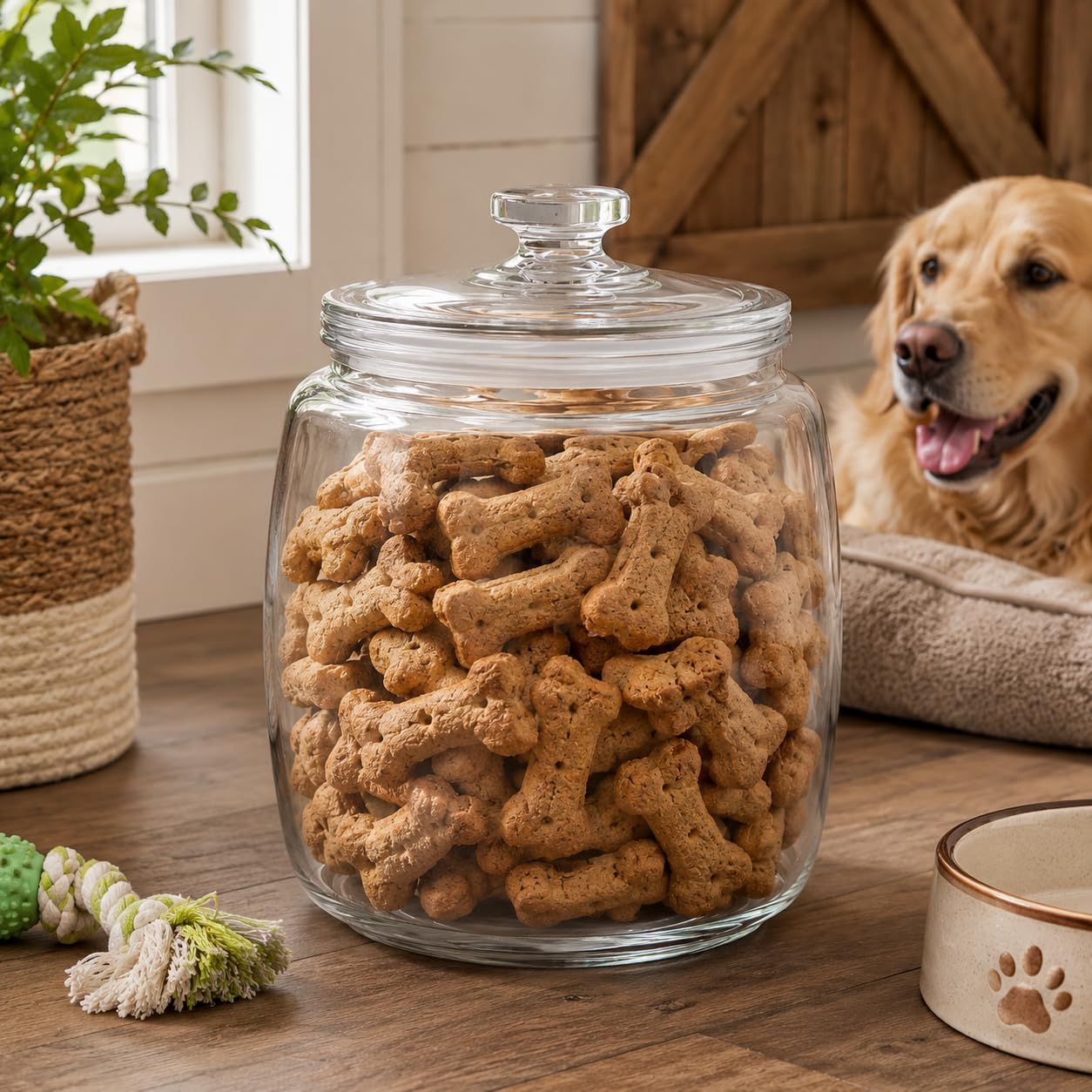 kitchentoolz 2.5 Gallon Extra Large Glass Cookie Jar with Airtight Lid – XL Clear Storage Container for Bulk Cookies, Candy, Flour, Dog Treats & More – Oversized Jar for Kitchen or Laundry Room