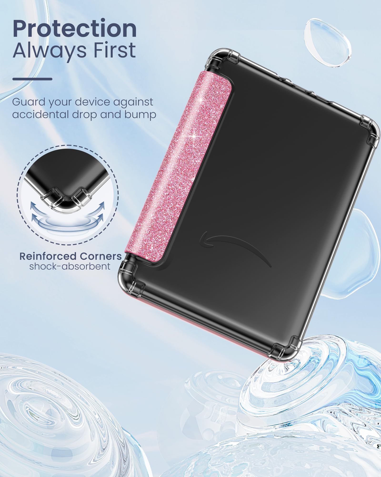 MoKo Case for 6" Kindle (11th Generation-2024/2022 Release), Ultra Clear Soft Flexible Transparent TPU Back Cover Light Shell with Auto Wake/Sleep for Kindle 11th Generation 2024, White Blue Floral