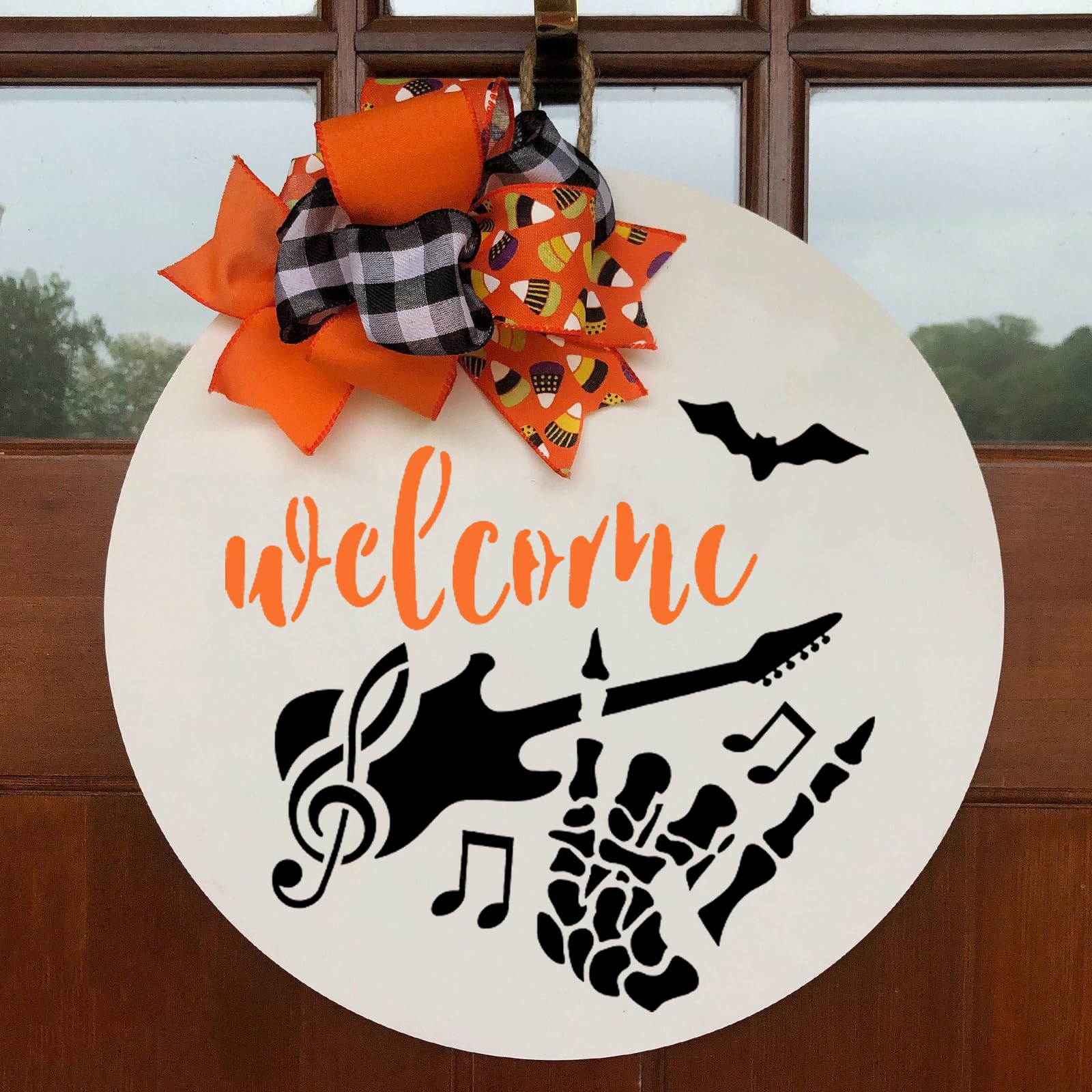 HUAKENER 9 Pcs Halloween Stencils for Painting, 12 Inch Large Round Halloween Templates, Reusable Halloween Stencils for Painting on Wood Walls Windows Doors Mats Fabric