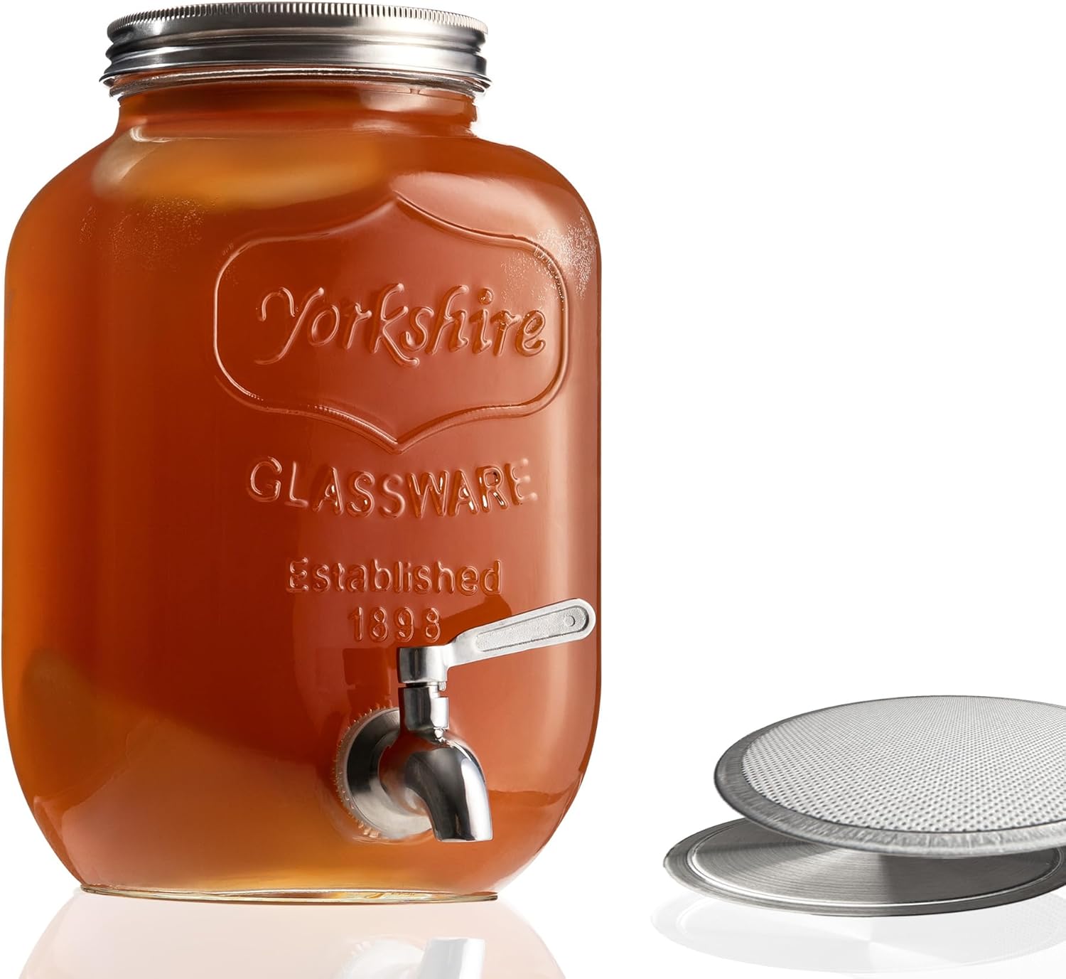 Kombucha Continuous Brewing Jar with Spigot - Gallon Glass Jar Dispenser & Scoby Starter Hotel with Mesh Lid & Airtight Lid - Designed by kitchentoolz for Home Fermentation
