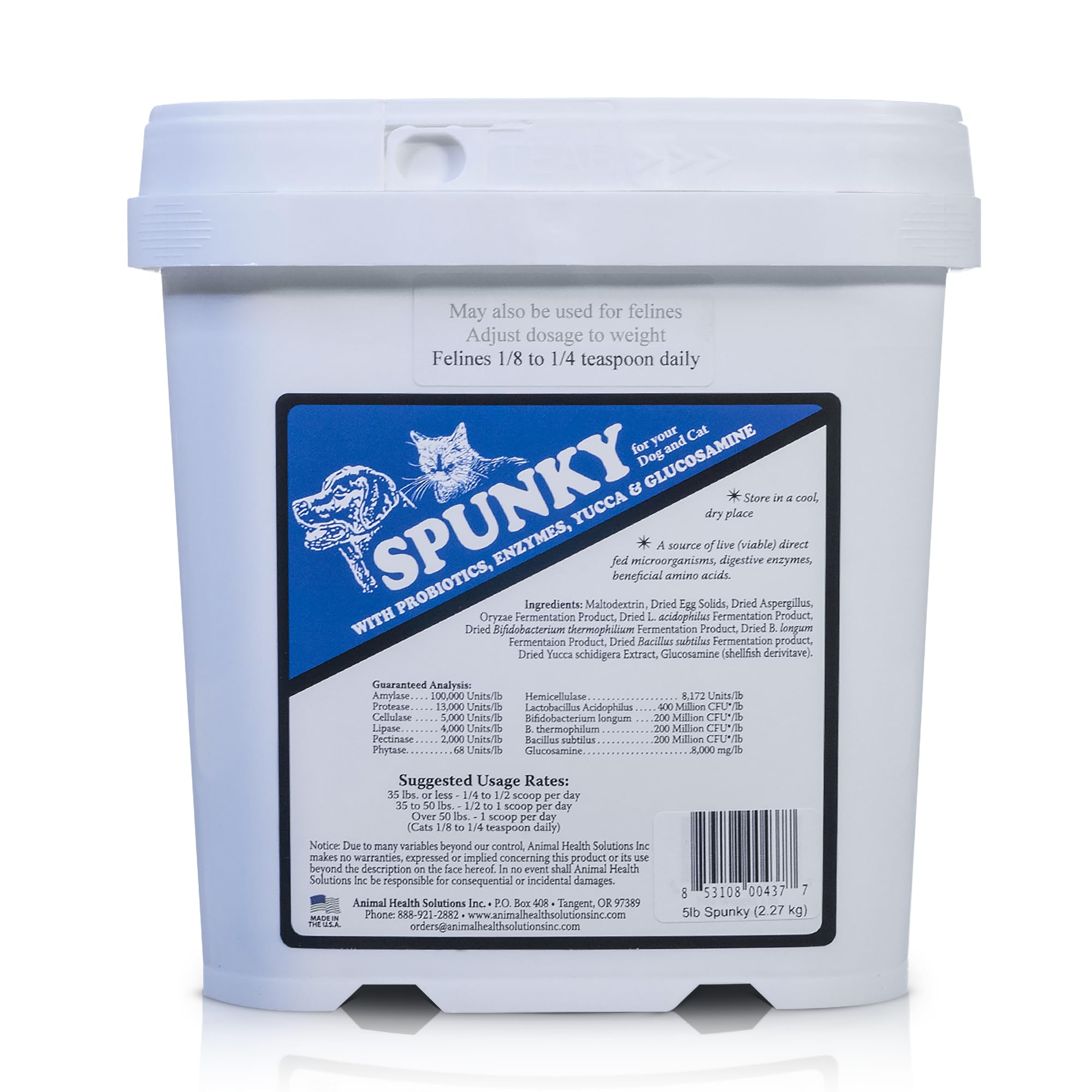Spunky Digestive Supplement - Probiotics, Digestive Enzymes, Joint Support for Cats and Dogs | Gut Health | Pet Probiotics for Dogs and Cats - 5lb