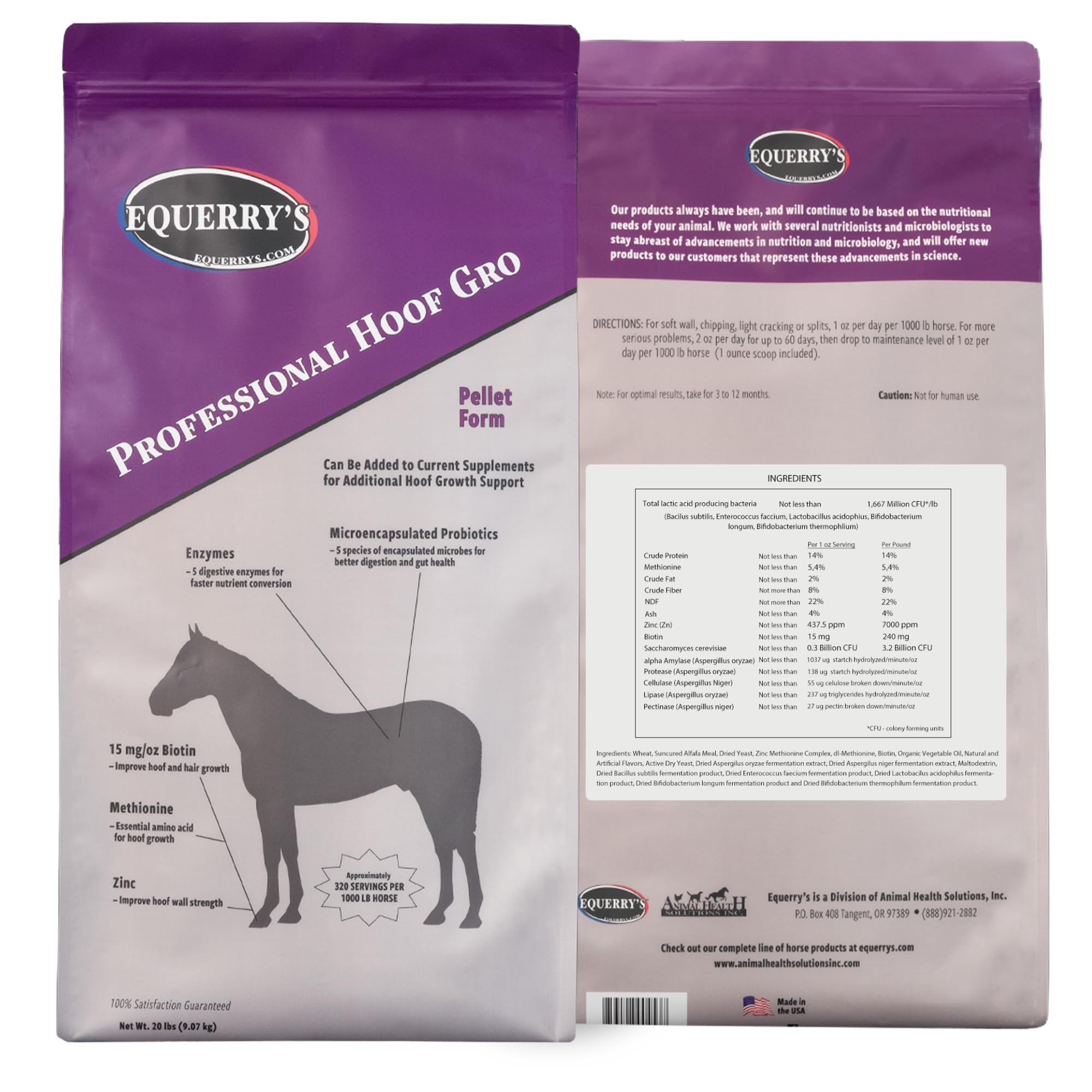 Equerry's Professional Hoof-GRO Equine Hoof Supplement for Horses, with Biotin, Digestive Enzymes, Probiotics, Supports Strong Healthy Hooves (5 lb)