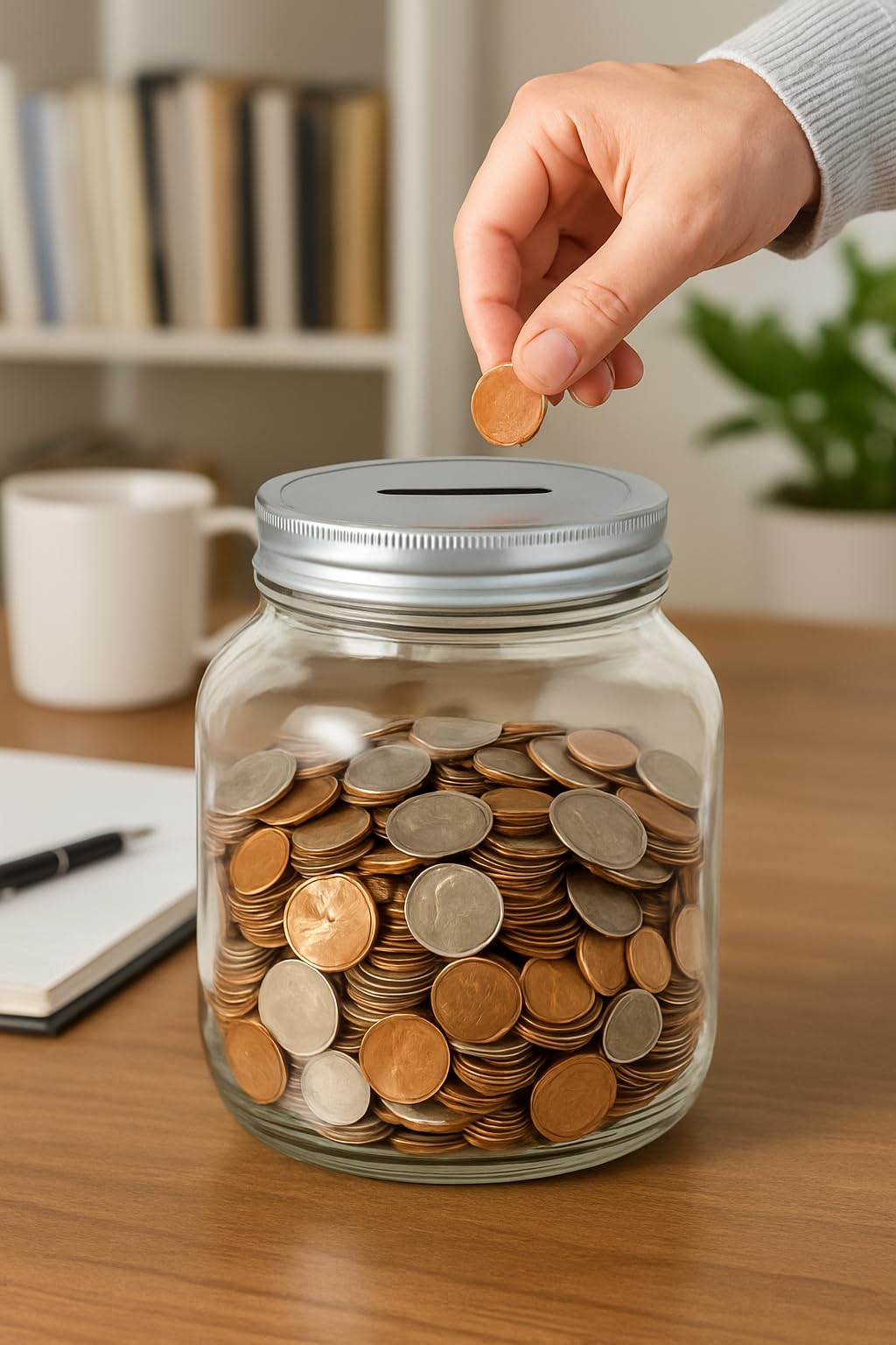 Half Gallon Glass Coin Bank Piggy Bank with Slotted Lid – Holds Over $1,450 in Coins – Tip Jar, Donation Collector, Raffle Ticket Holder – Made in USA