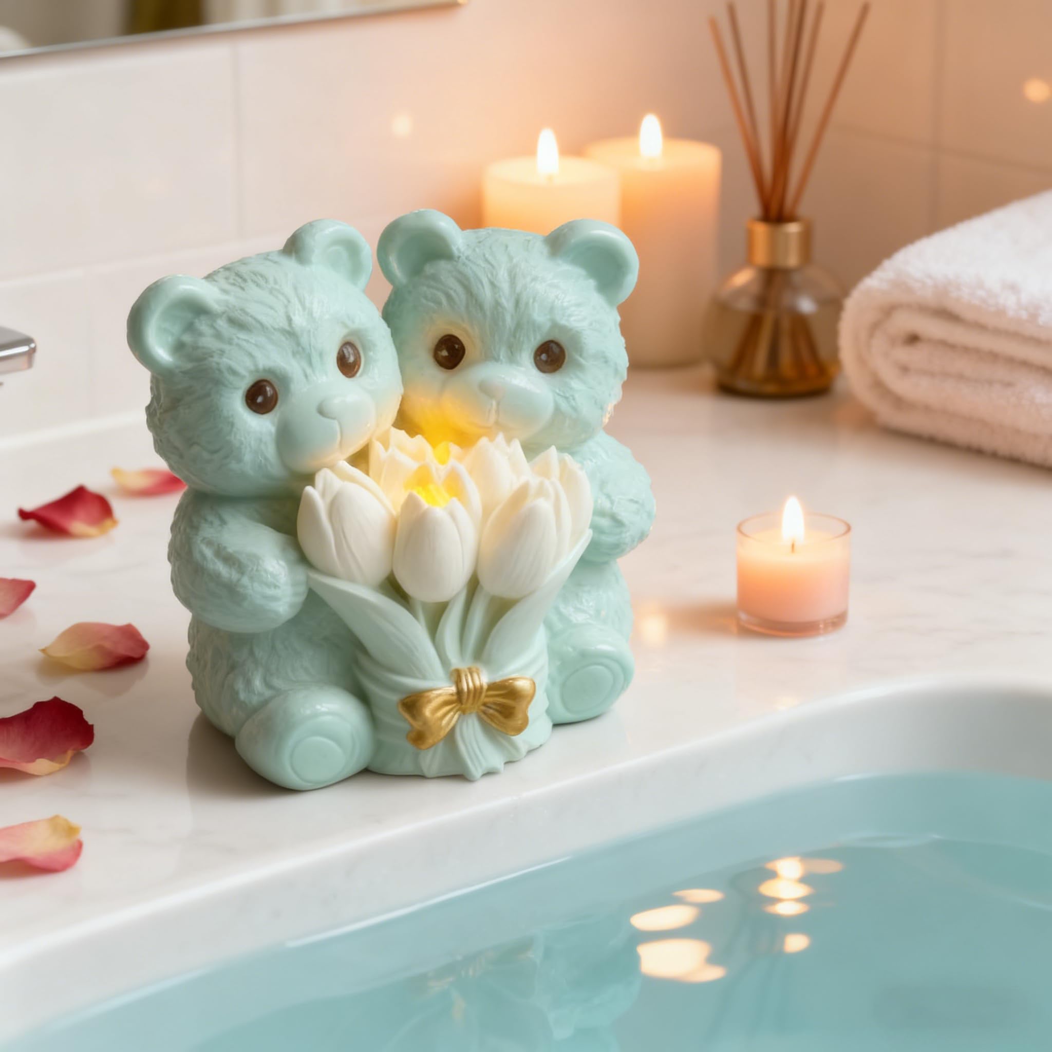 2PCS 3D Rose Bear Wax Candle Mold,Teddy Bear Candle Making Molds,Cute Epoxy Resin Molds,Ornament for DIY Wax Candles Art Craft Cake Chocolate Soap Mold Home Decor Valentine Gifts Birthday Gift
