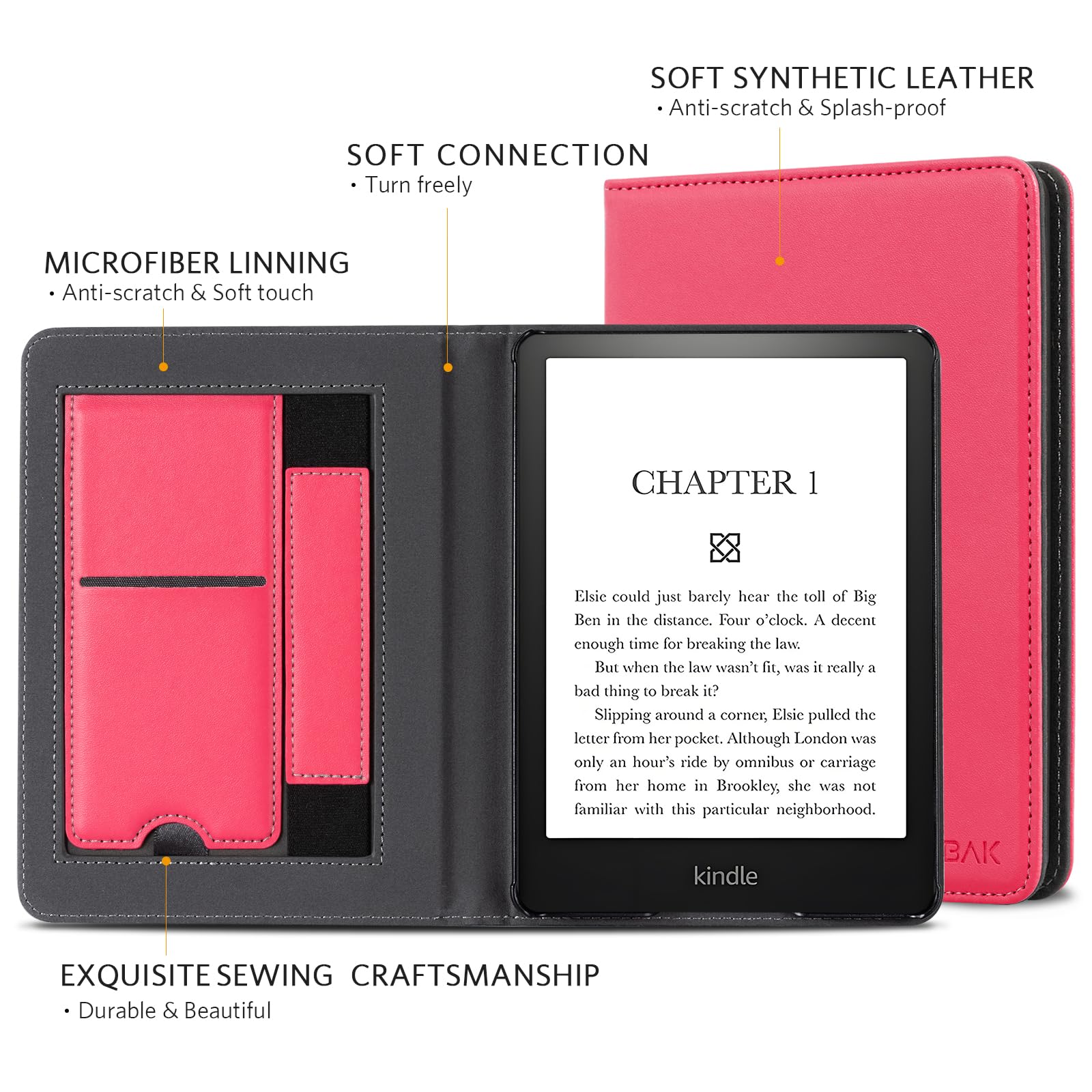 CoBak Case with Stand for Kindle Paperwhite 12th Gen 2024 Released (7") & Kindle Colorsoft Signature Edition - Durable PU Leather Cover with Auto Sleep Wake, Card Slot, Hand Strap Feature, Sage Green