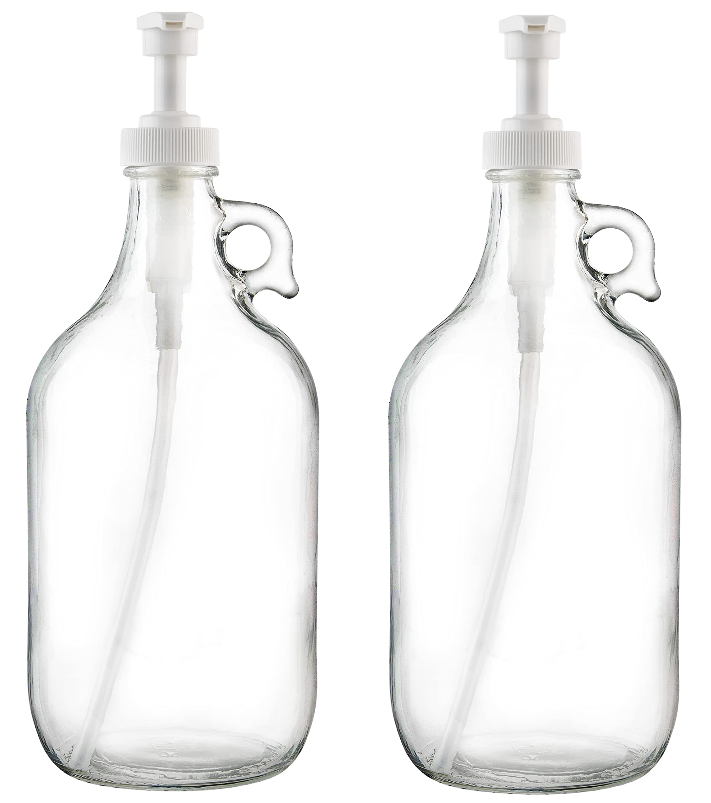 Gallon Glass Pump Dispenser Bottle, Large Jug Laundry Liquid Detergent Dispenser with Pump for Laundry Room Organization, Soap, Fabric Softener, Commercial Condiment Dispenser- 128 oz by Kitchentoolz