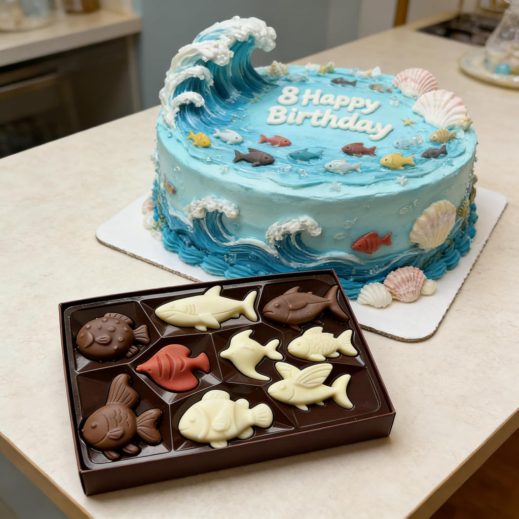 Ocean Sea Animal Silicone Molds, 2 Pack Marine Life Chocolate Mold Fish Candy Molds, Food Grade Non-Stick Baking Mould for Kids, Under The Sea Party Favors, Cake Topper, Resin, Soap Candle Making