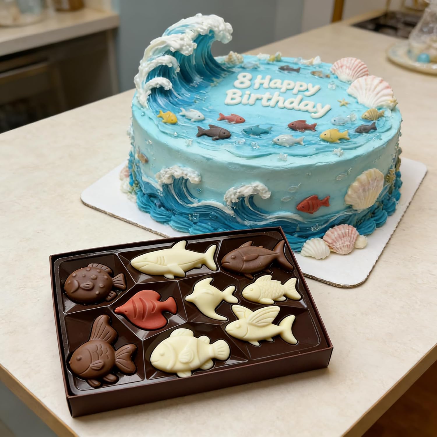 Ocean Sea Animal Silicone Molds, 2 Pack Marine Life Chocolate Mold Fish Candy Molds, Food Grade Non-Stick Baking Mould for Kids, Under The Sea Party Favors, Cake Topper, Resin, Soap Candle Making