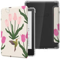 MoKo Case for 6" Kindle (11th Generation-2024/2022 Release), Ultra Clear Soft Flexible Transparent TPU Back Cover Light Shell with Auto Wake/Sleep for Kindle 11th Generation 2024, White Blue Floral