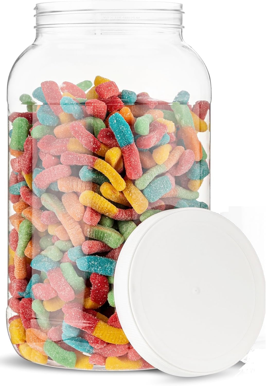 kitchentoolz 1 Gallon Plastic Jar with Airtight Lid – Wide Mouth Food Storage Container – Clear PET Canister – Made in USA