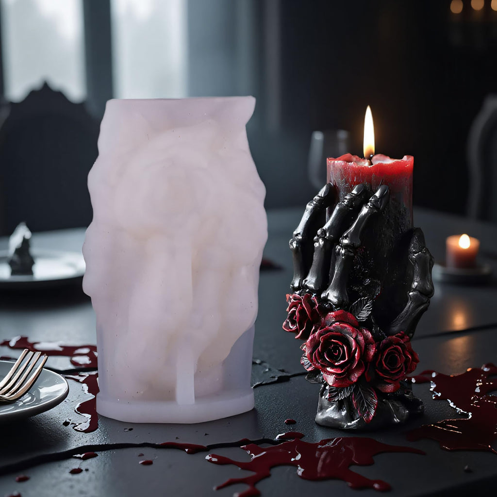 Halloween Skull Hand Ghost Cylinder Molds Silicone Wave Spiral Candle Mold - Silicone Resin Casting Molds for Candle & Resin & Soap Craft Supplies