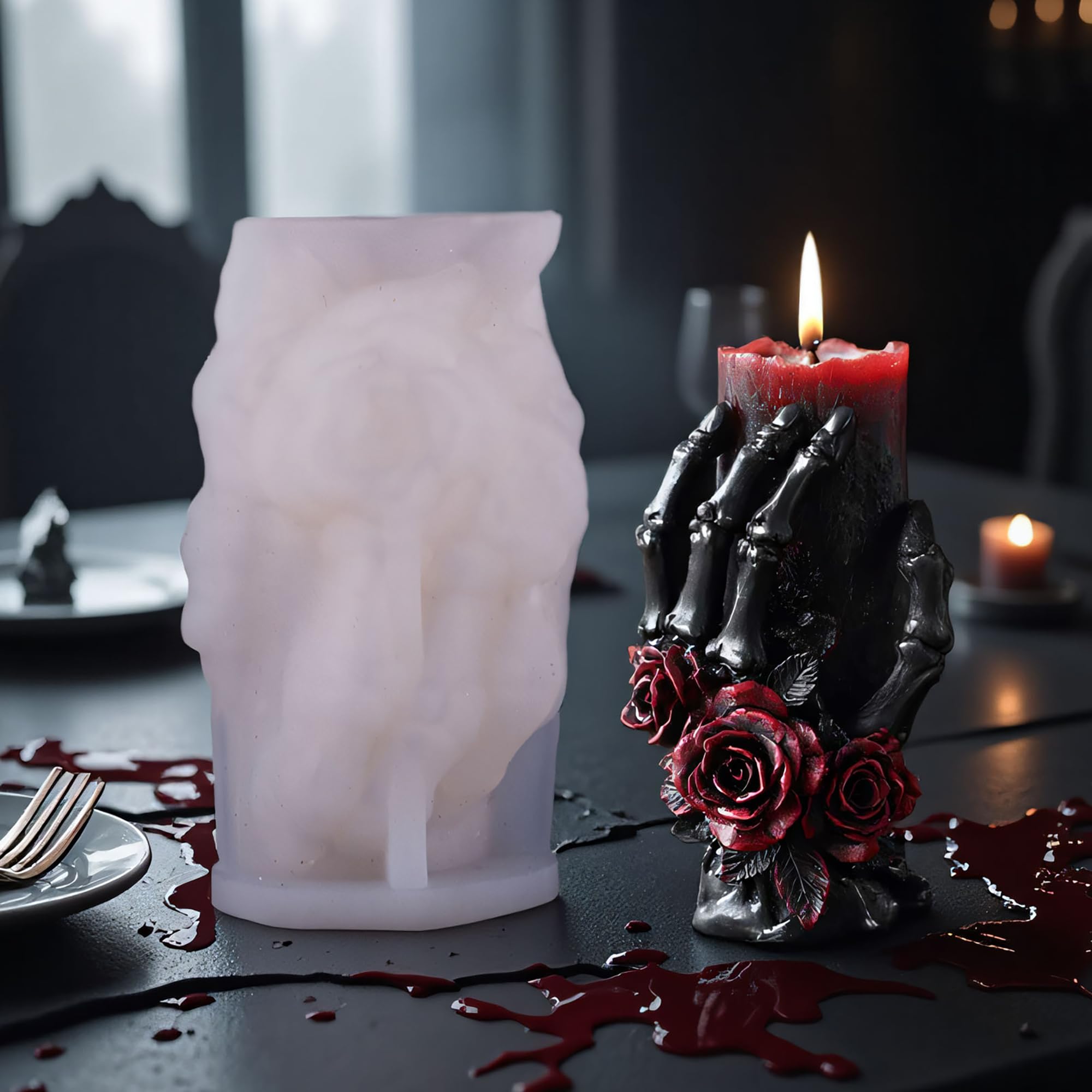 Halloween Skull Hand Ghost Cylinder Molds Silicone Wave Spiral Candle Mold - Silicone Resin Casting Molds for Candle & Resin & Soap Craft Supplies
