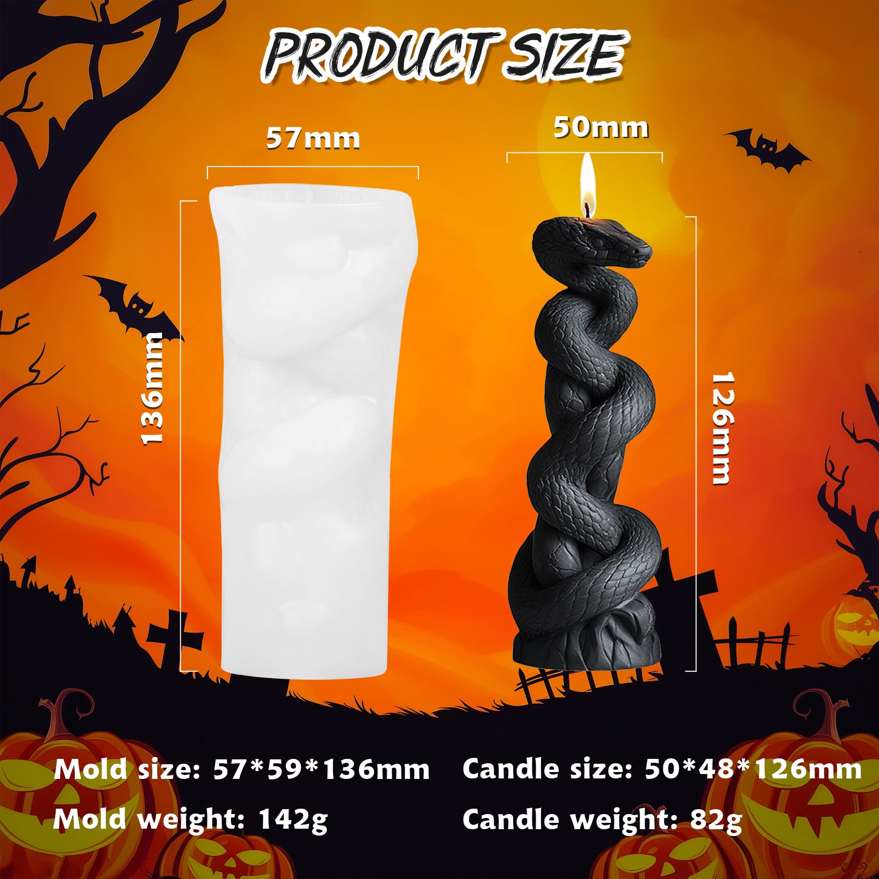 Halloween Candle Mold for Candle Making, 3DSilicone Mold for Resin Casting DIY Plaster Polymer Clay Home Decoration (Witch)