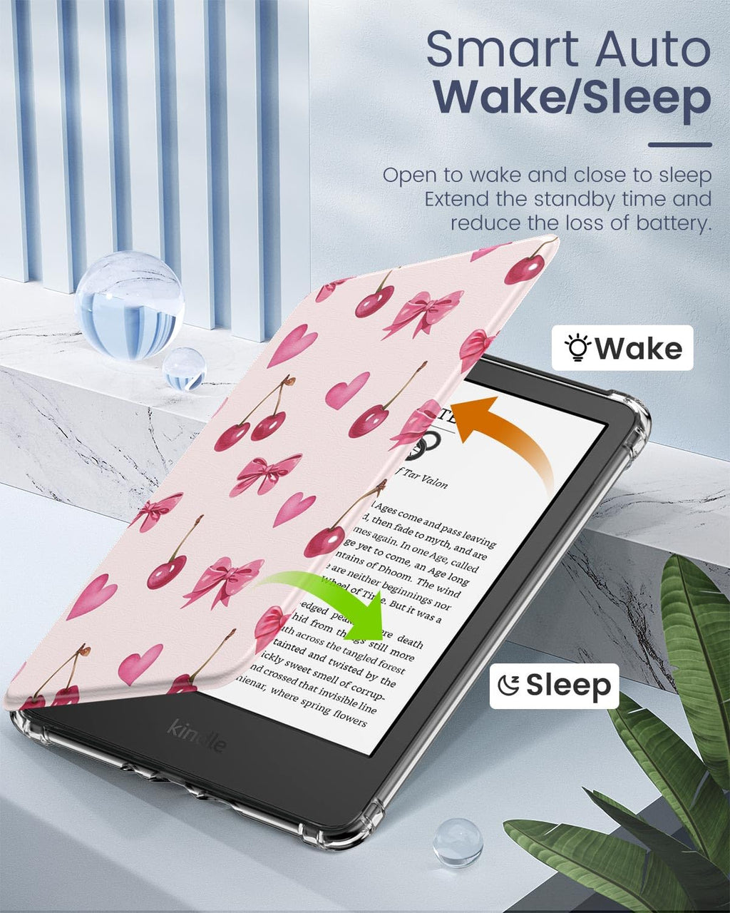 MoKo Case for 6" Kindle (11th Generation-2024/2022 Release), Ultra Clear Soft Flexible Transparent TPU Back Cover Light Shell with Auto Wake/Sleep for Kindle 11th Generation 2024, White Blue Floral