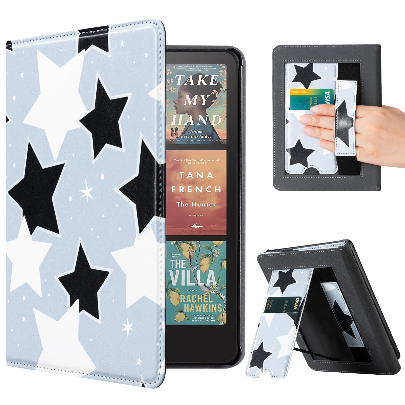 CoBak Case with Stand for Kindle Paperwhite 12th Gen 2024 Released (7") & Kindle Colorsoft Signature Edition - Durable PU Leather Cover with Auto Sleep Wake, Card Slot, Hand Strap Feature, Sage Green