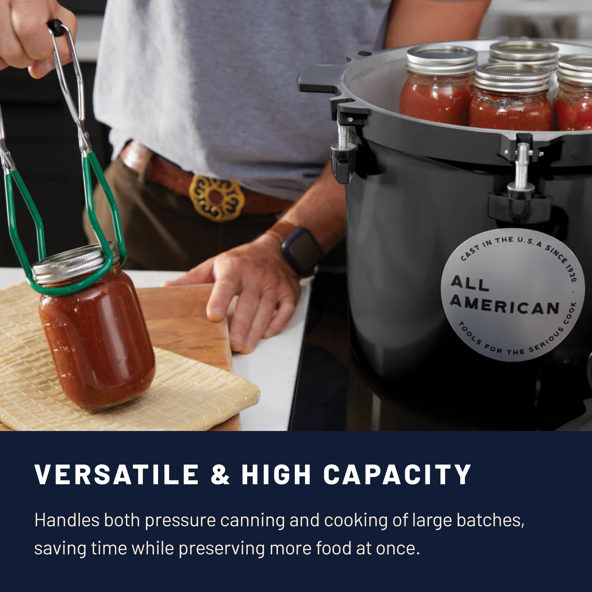 All American 1930: 21.5qt Pressure Cooker/Canner (The 921) - Exclusive Metal-to-Metal Sealing System - Easy to Open & Close - Suitable for Gas, Electric, or Flat Top Stoves - Made in the USA