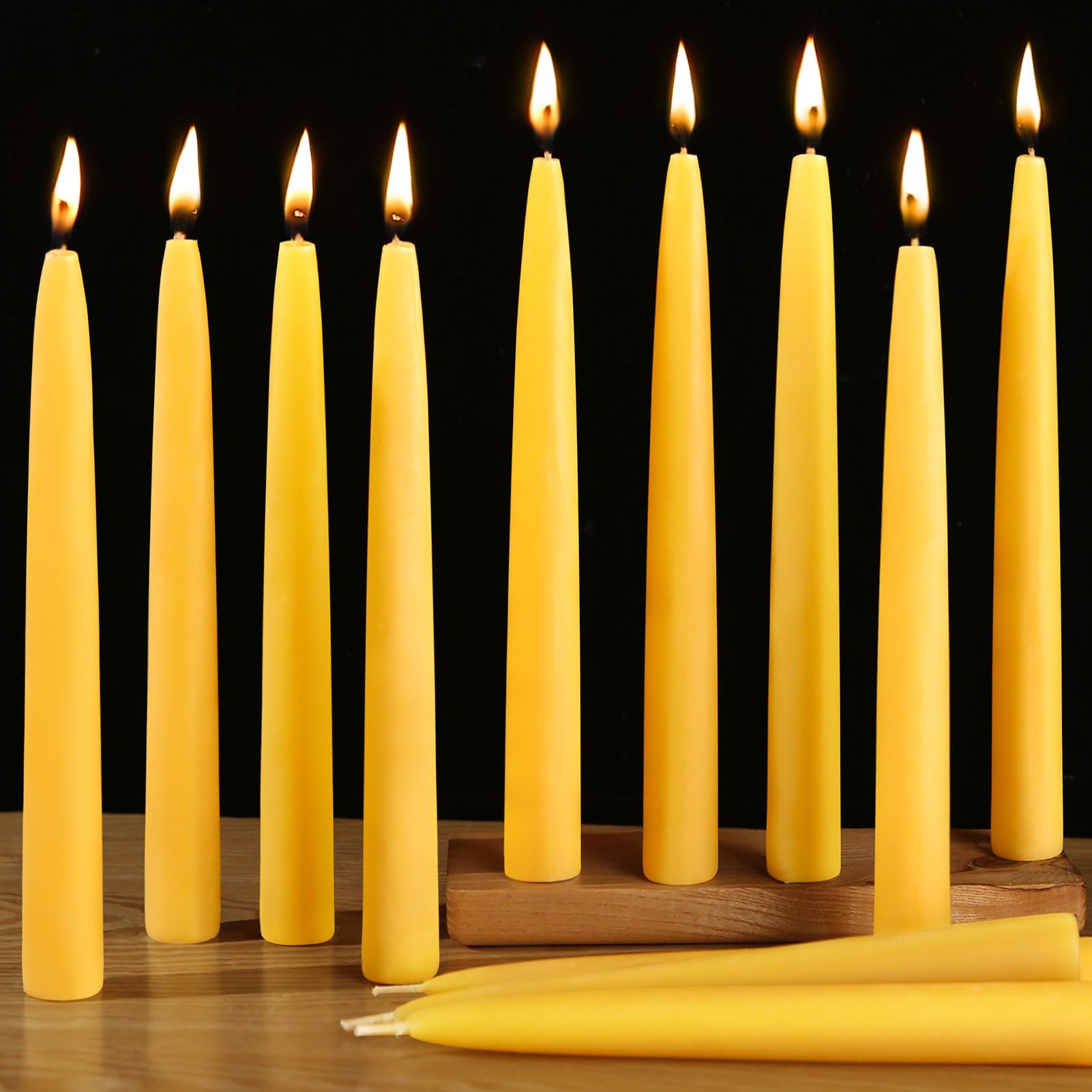 12 Pack Beeswax Taper Candles,8in Dripless Pure Beeswax Candles Non Toxic,8 Hours Long Burning 100% Natural Candle Sticks,Smokeless and Unscented Bees Wax Candle for Home,Prayer,Tall Tapered