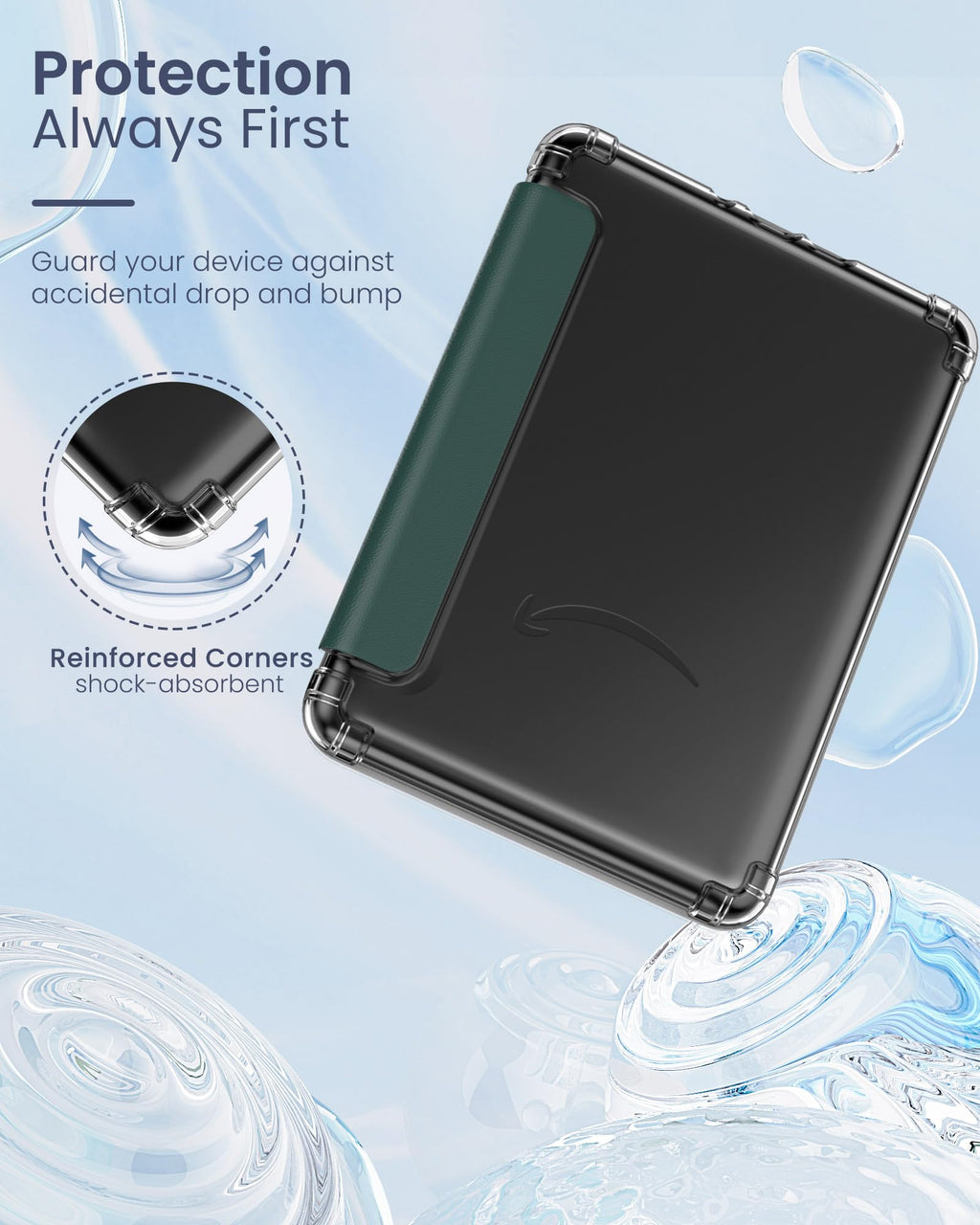 MoKo Case for 6" Kindle (11th Generation-2024/2022 Release), Ultra Clear Soft Flexible Transparent TPU Back Cover Light Shell with Auto Wake/Sleep for Kindle 11th Generation 2024, White Blue Floral