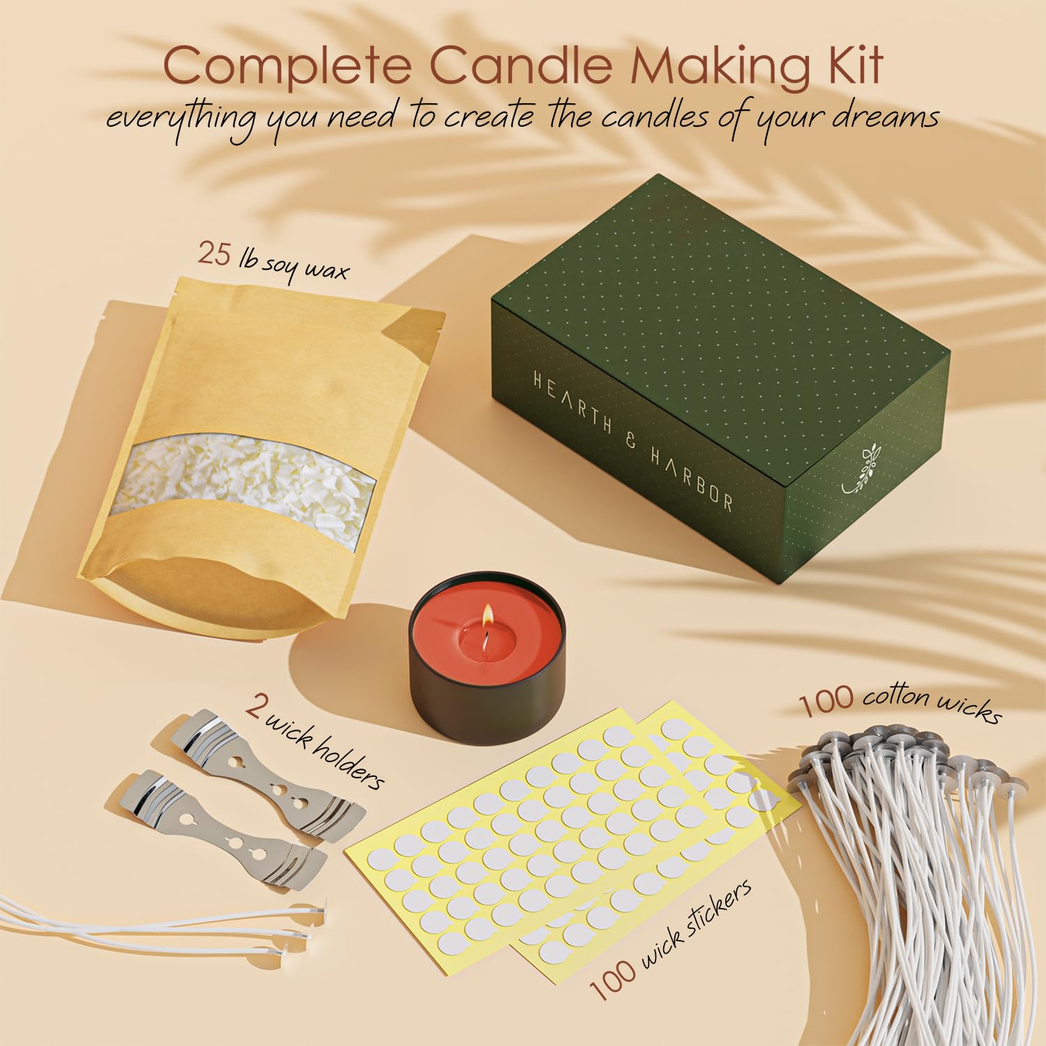 Hearth & Harbor Organic Soy Candle Wax for Candle Making, 10 lbs Natural Candles Making Supplies, Beeswax-Free, Paraffin-Free, Pure Soy Wax Flakes Perfect for Candles, Tealights and Melts