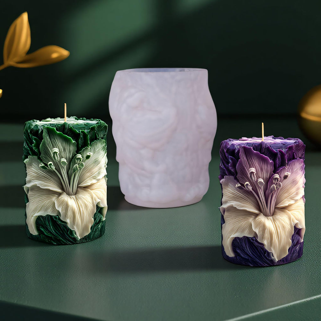Flower Succulent Tulip Rose Cylinder Molds Silicone Wave Spiral Candle Mold - Silicone Resin Casting Molds for Candle & Resin & Soap Craft Supplies