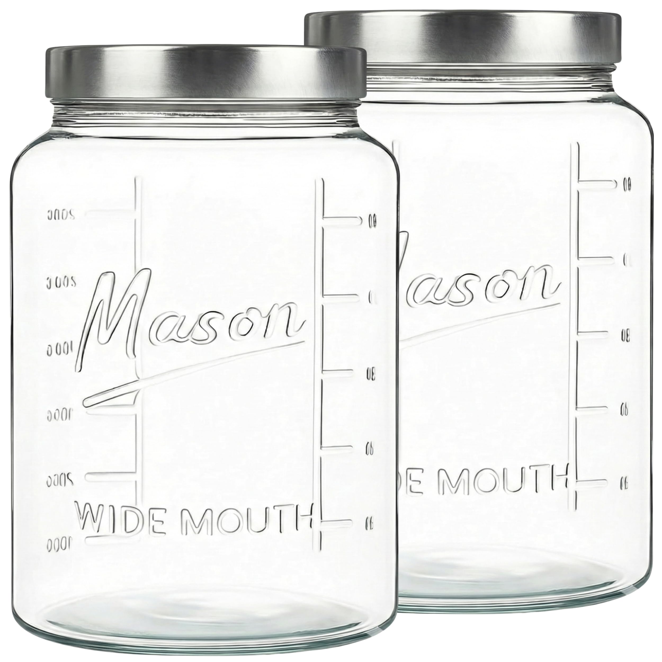 Kitchentoolz Extra Large Mason Jar - 1 Gallon Glass Wide Mouth Jar with Airtight Metal Screw on Lid, Food Storage Container with Measurement Marks For Kitchen Pantry, Pickling, Flour & Sugar Pack of 1