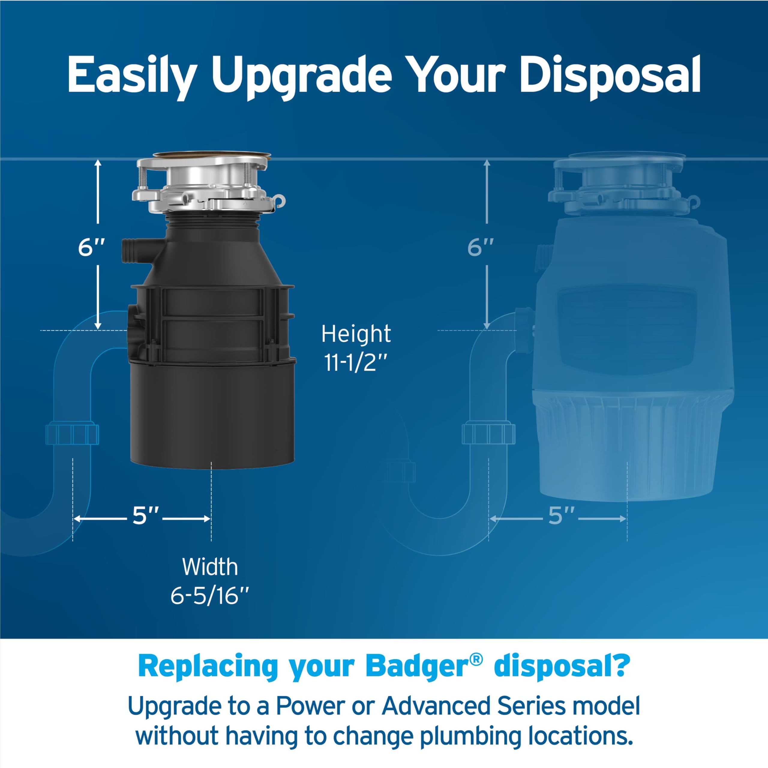 InSinkErator Badger 5 Garbage Disposal, Badger Series 1/2 HP Continuous Feed Food Waste Disposer