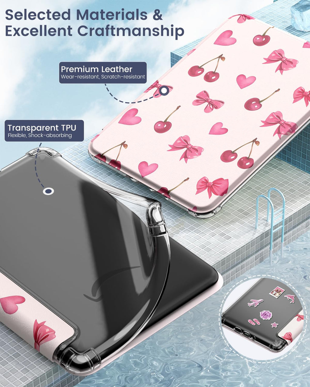 MoKo Case for 6" Kindle (11th Generation-2024/2022 Release), Ultra Clear Soft Flexible Transparent TPU Back Cover Light Shell with Auto Wake/Sleep for Kindle 11th Generation 2024, White Blue Floral