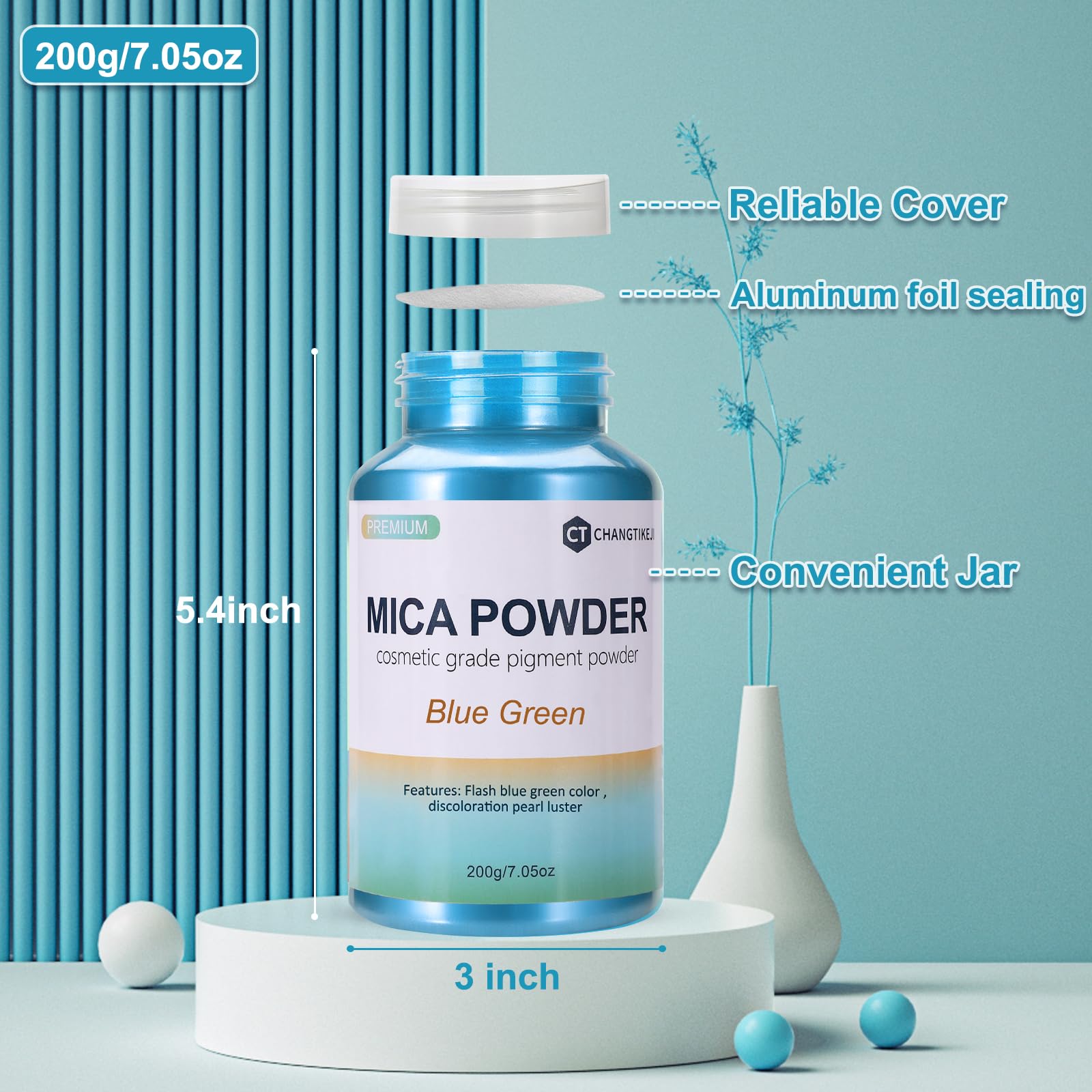 CHANGTIKEJI Mica Powder，24 Colors - 10g/Bottle of Natural Pigment Powder for Epoxy Resin，Soap Making，Candle Making,Lip Gloss,Car Freshies,Dye,Nail Polish,Bath Bombs
