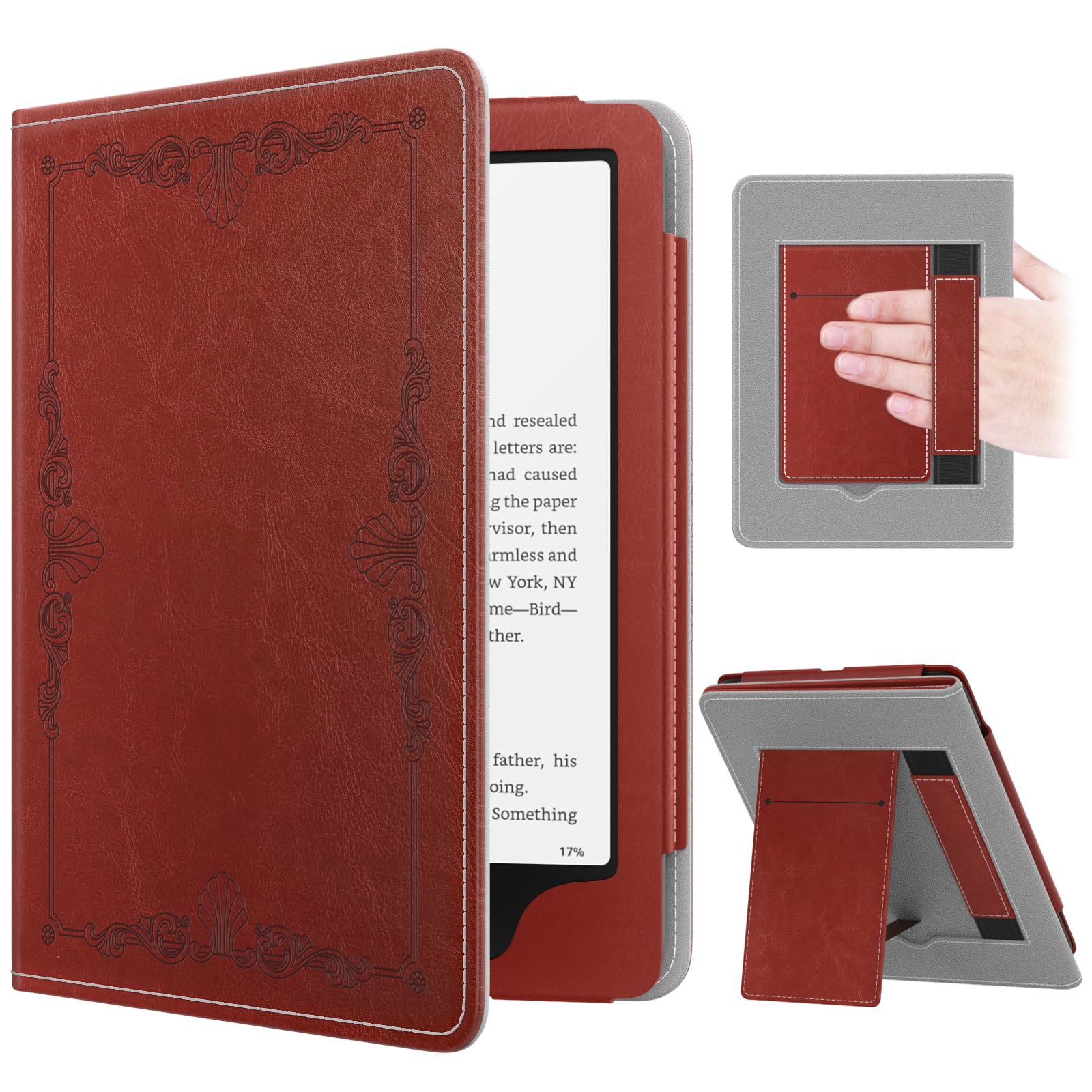 MoKo Case for 7"/6.8" Kindle Paperwhite(12th/11th Generation-2024/2021) and Kindle Colorsoft Signature Edition, Slim PU Shell Cover Case with Auto-Wake/Sleep for Kindle Paperwhite 2024, Flowers