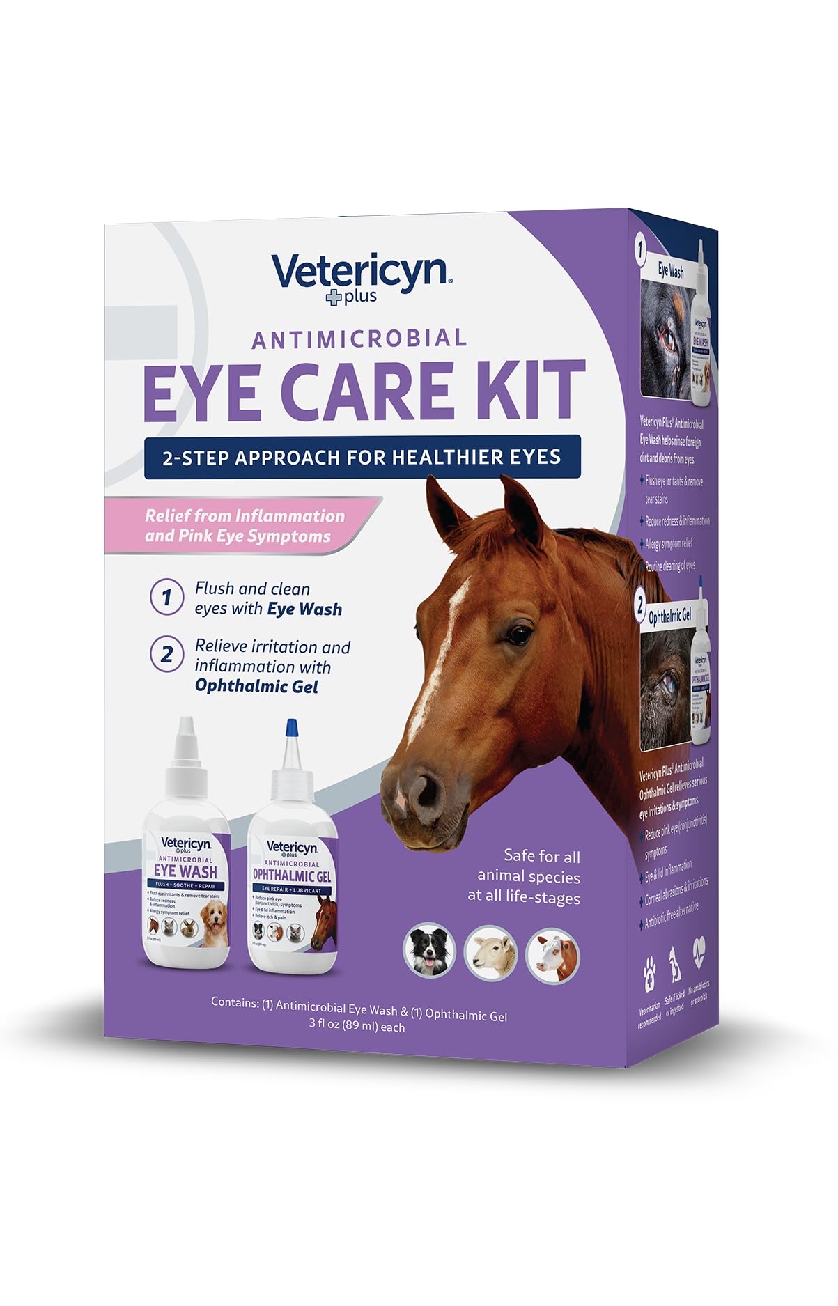 Vetericyn Plus Dog and Cat Eye Wash | Eye Drops for Dogs and Cats to Flush and Soothe Eye Irritations, Dog Tear Stain Cleaner, Safe for All Animals. 3 Ounces