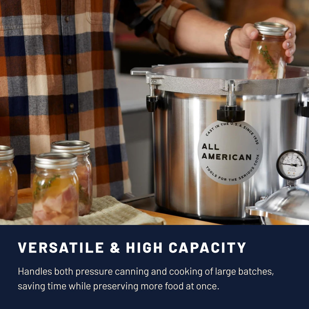 All American 1930: 21.5qt Pressure Cooker/Canner (The 921) - Exclusive Metal-to-Metal Sealing System - Easy to Open & Close - Suitable for Gas, Electric, or Flat Top Stoves - Made in the USA