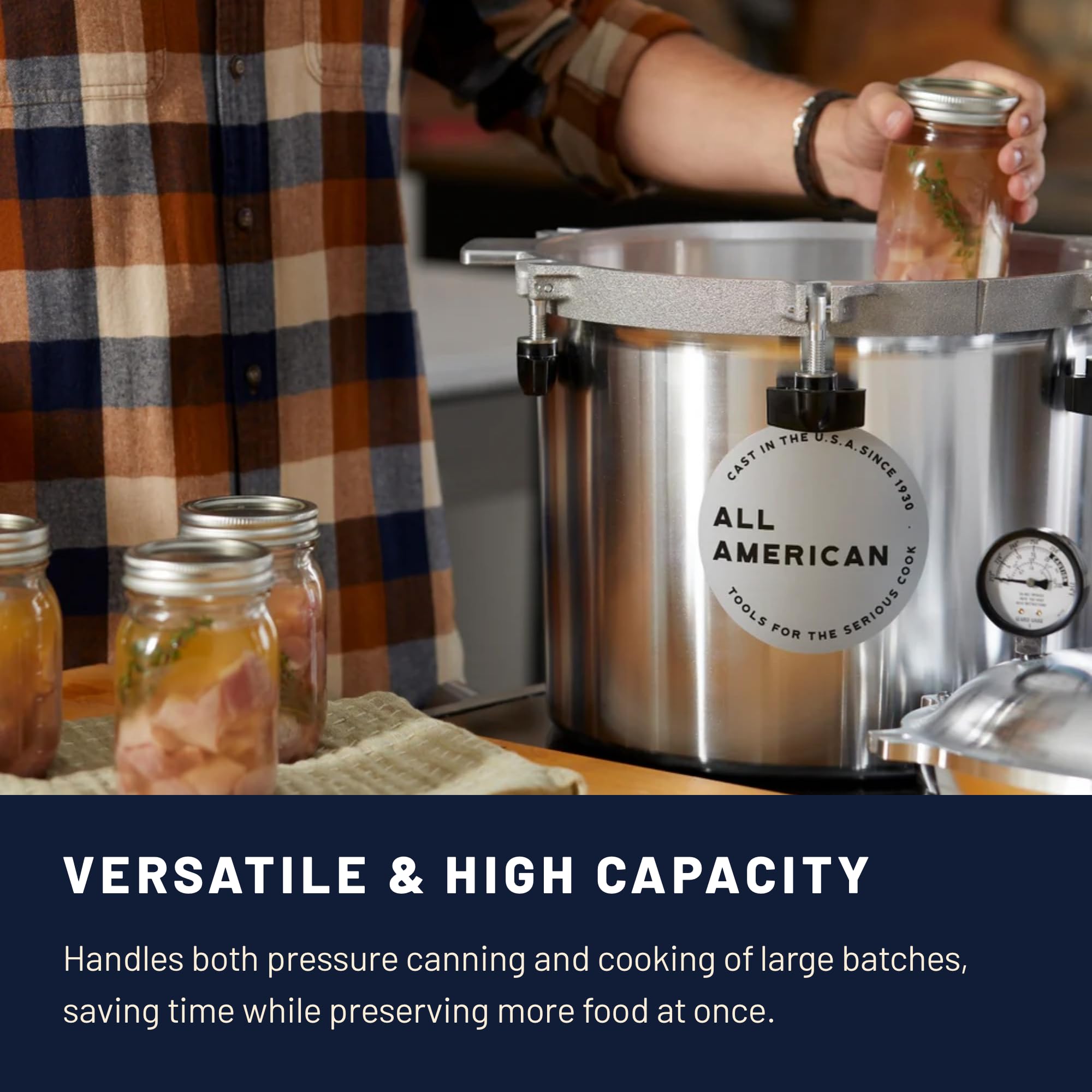 All American 1930: 21.5qt Pressure Cooker/Canner (The 921) - Exclusive Metal-to-Metal Sealing System - Easy to Open & Close - Suitable for Gas, Electric, or Flat Top Stoves - Made in the USA