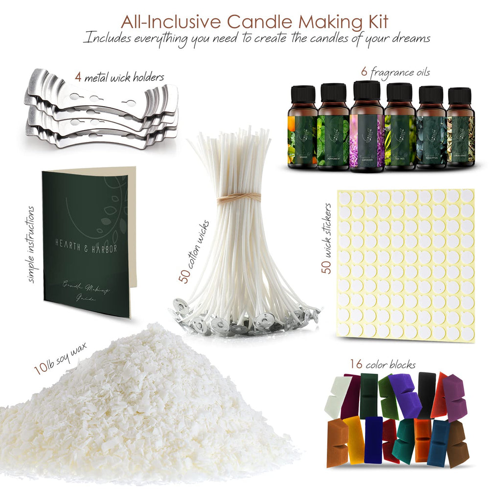 Hearth & Harbor Organic Soy Candle Wax for Candle Making, 10 lbs Natural Candles Making Supplies, Beeswax-Free, Paraffin-Free, Pure Soy Wax Flakes Perfect for Candles, Tealights and Melts