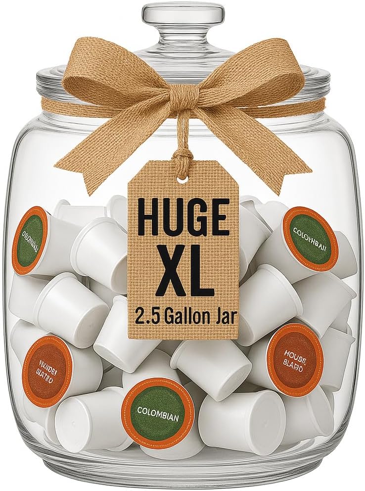 kitchentoolz 2.5 Gallon Extra Large Glass Cookie Jar with Airtight Lid – XL Clear Storage Container for Bulk Cookies, Candy, Flour, Dog Treats & More – Oversized Jar for Kitchen or Laundry Room
