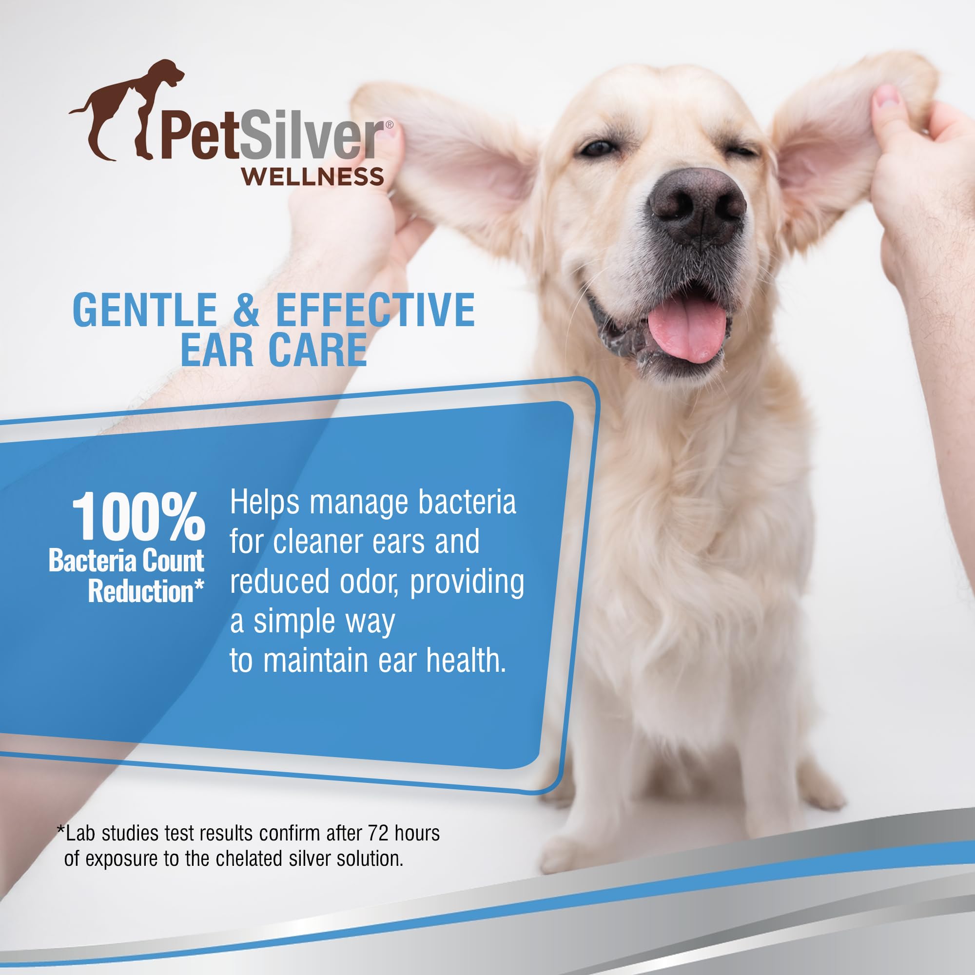 PetSilver Dog Ear Cleaner Solution – Gentle Ear Wash for Dogs and Cats with Chelated Silver – Otic Rinse Formula Targets Wax Buildup, Smelly Odor, and Itchy or Irritated Areas - Made in USA - 8 fl oz