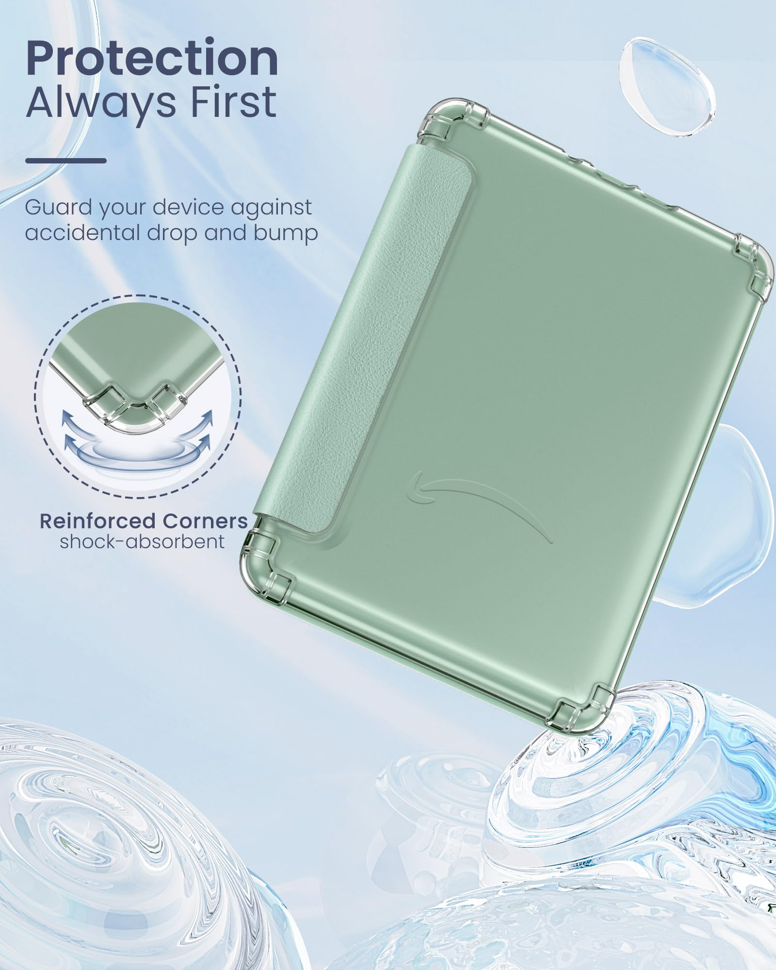 MoKo Case for 6" Kindle (11th Generation-2024/2022 Release), Ultra Clear Soft Flexible Transparent TPU Back Cover Light Shell with Auto Wake/Sleep for Kindle 11th Generation 2024, White Blue Floral