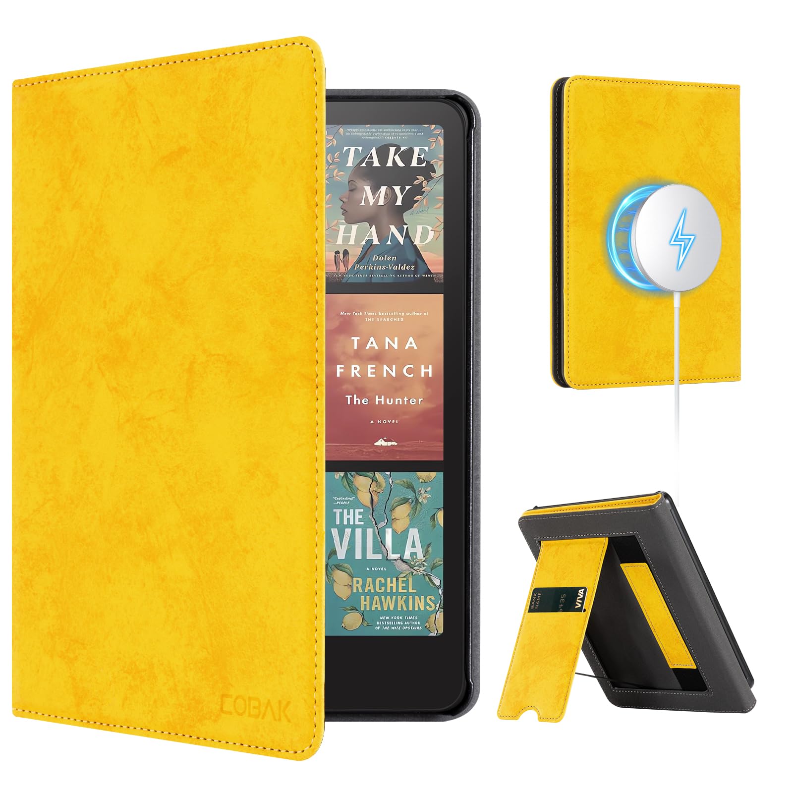 CoBak Case with Stand for Kindle Paperwhite 12th Gen 2024 Released (7") & Kindle Colorsoft Signature Edition - Durable PU Leather Cover with Auto Sleep Wake, Card Slot, Hand Strap Feature, Sage Green