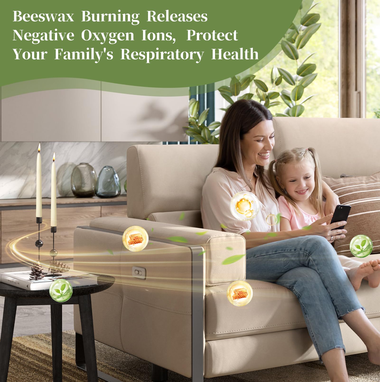 12 Pack Beeswax Taper Candles,8in Dripless Pure Beeswax Candles Non Toxic,8 Hours Long Burning 100% Natural Candle Sticks,Smokeless and Unscented Bees Wax Candle for Home,Prayer,Tall Tapered